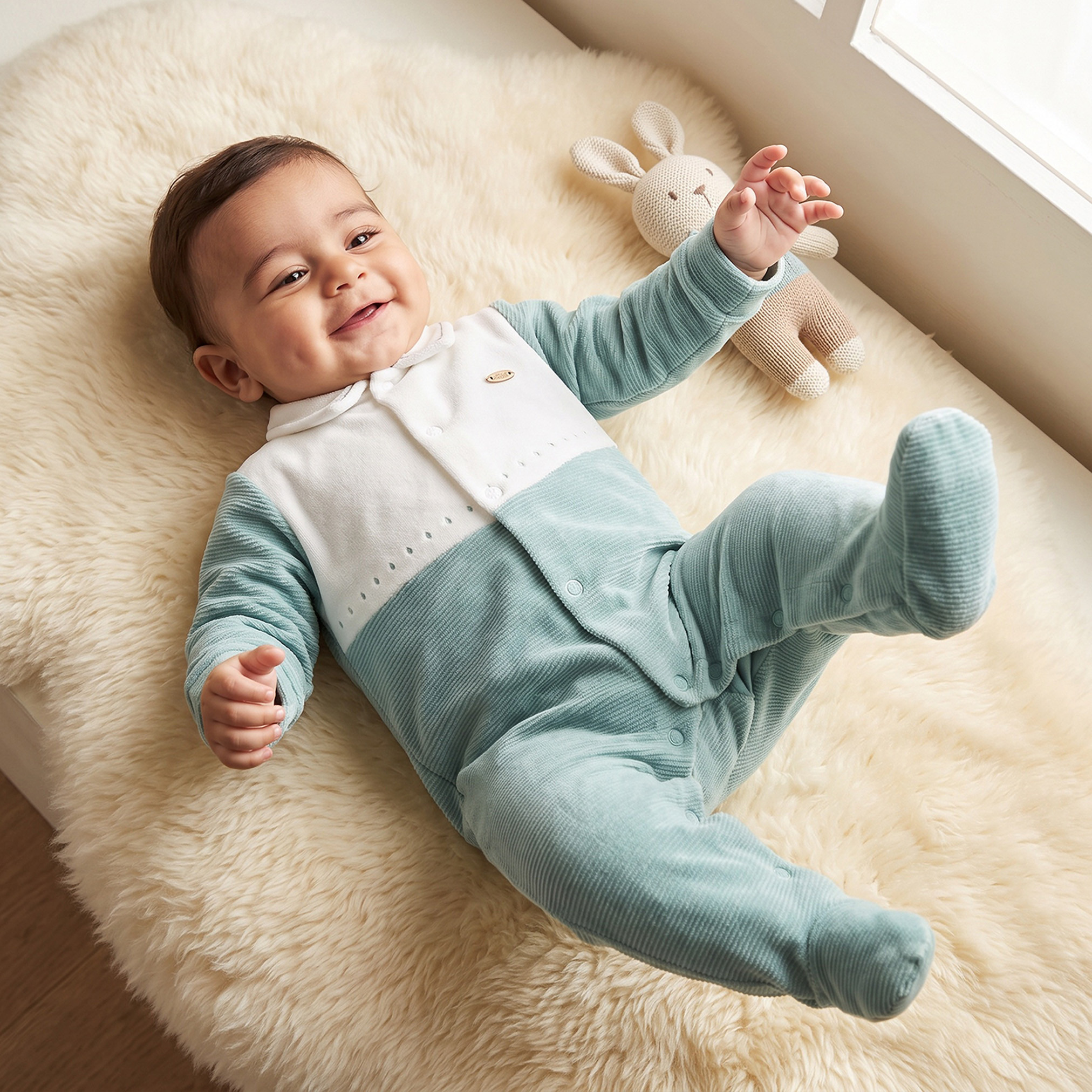 بدلة نوم بياقة عادية وأكمام طويلة بتطريز من جيجلز-baby-boys-clothing-nightwear-sleepsuits-image-1