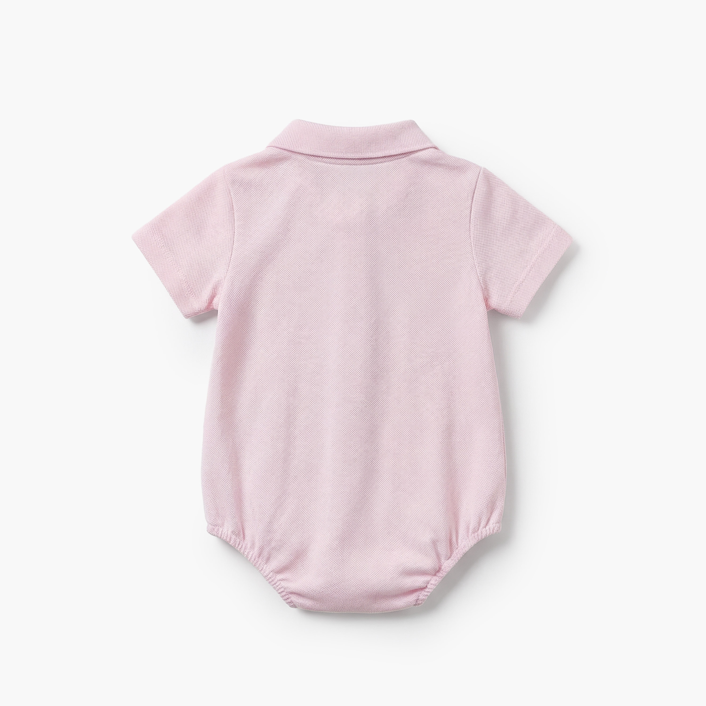 Juniors Cotton Collared Short Sleeves Polo Bodysuit with Textured Design-baby-girls-clothing-bodysuits-image-2
