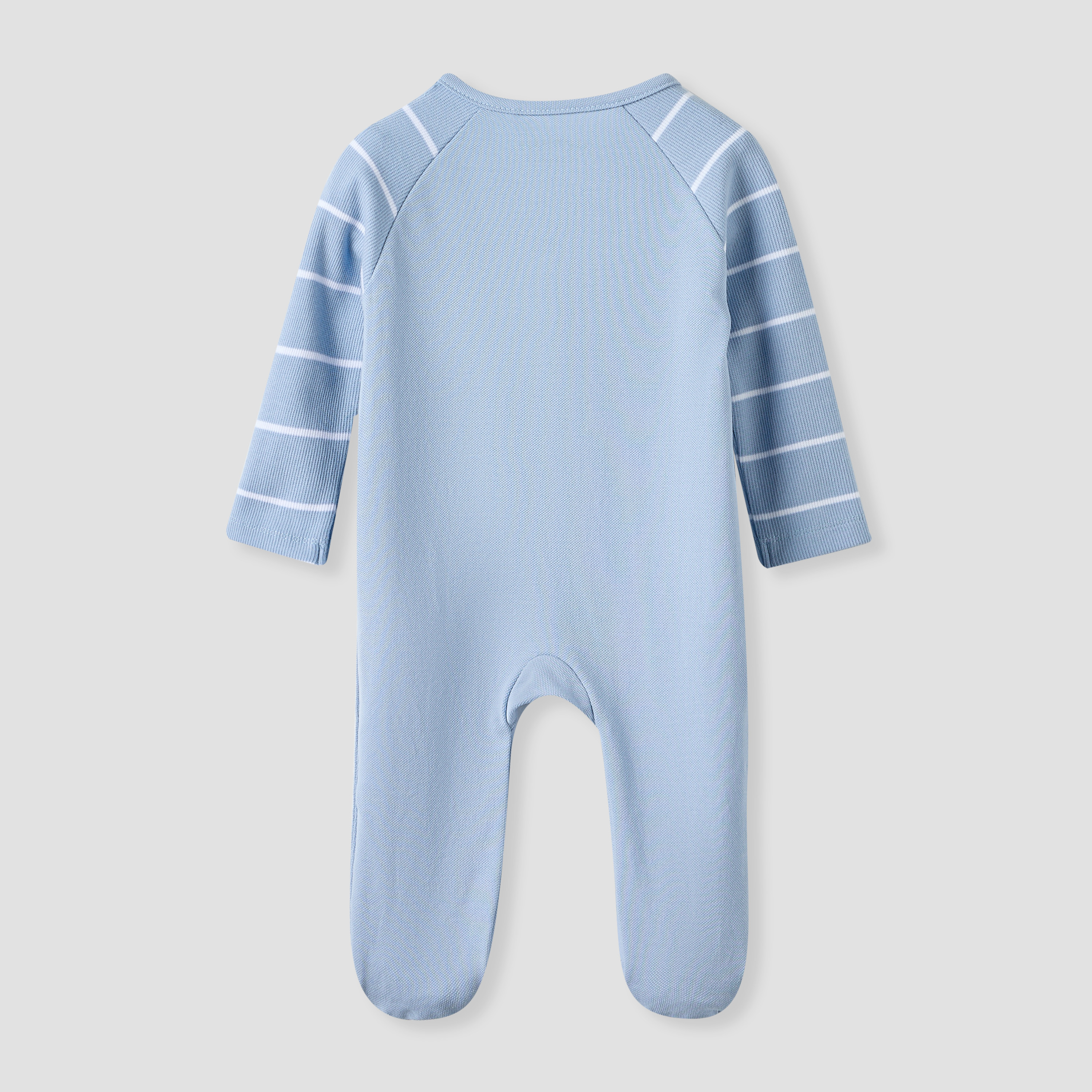 Juniors Striped Sleepsuit with Long Raglan Sleeves-baby-boys-clothing-nightwear-sleepsuits-image-2