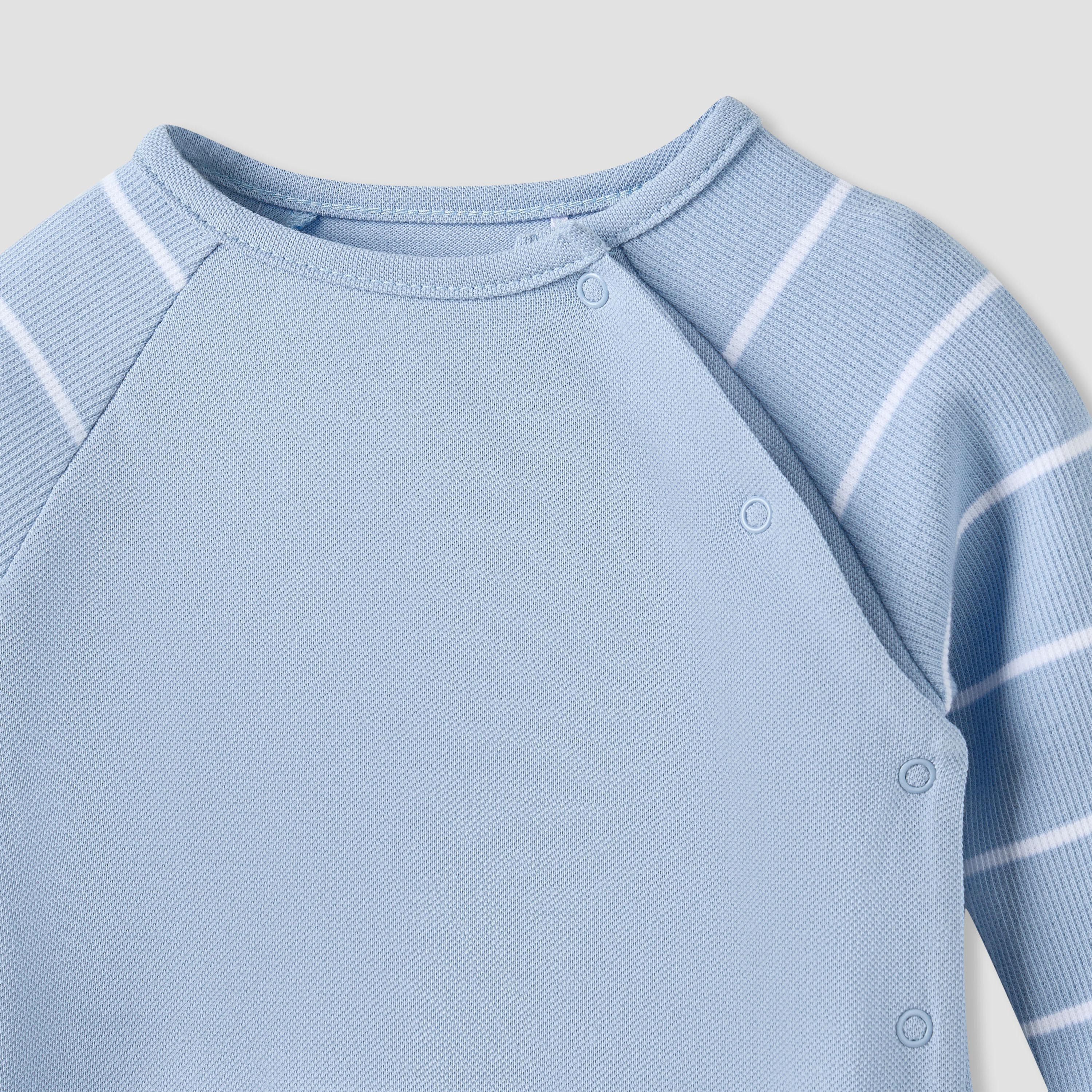 Juniors Striped Sleepsuit with Long Raglan Sleeves-baby-boys-clothing-nightwear-sleepsuits-image-3