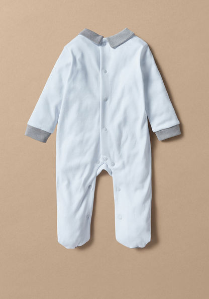 Giggles Embroidered Closed Feet Sleepsuit with Button Closure-Sleepsuits-image-4