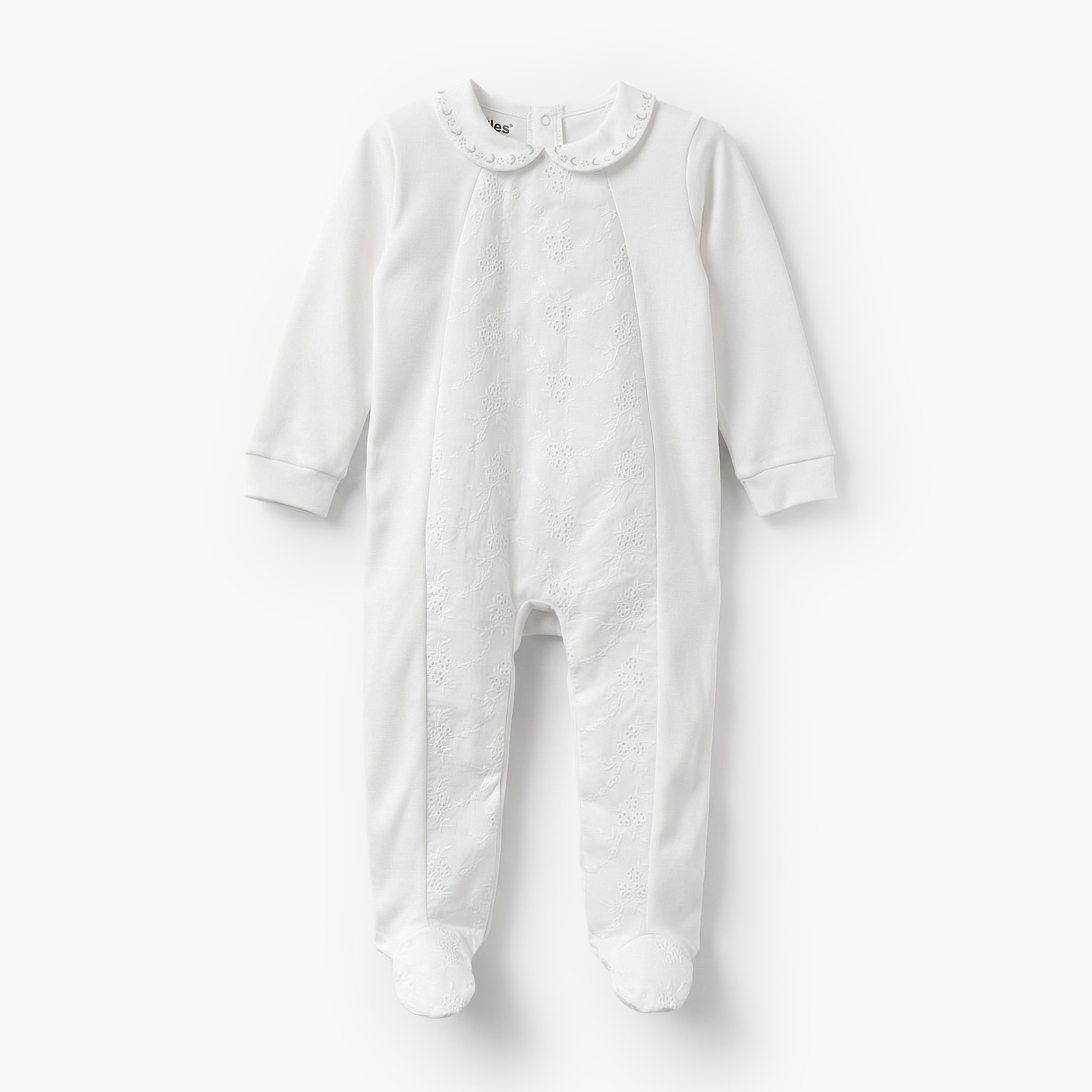 Giggles Cotton Peter Pan Collar Long Sleeves Sleepsuit with Embroidered Detail-baby-girls-clothing-nightwear-sleepsuits-image-1