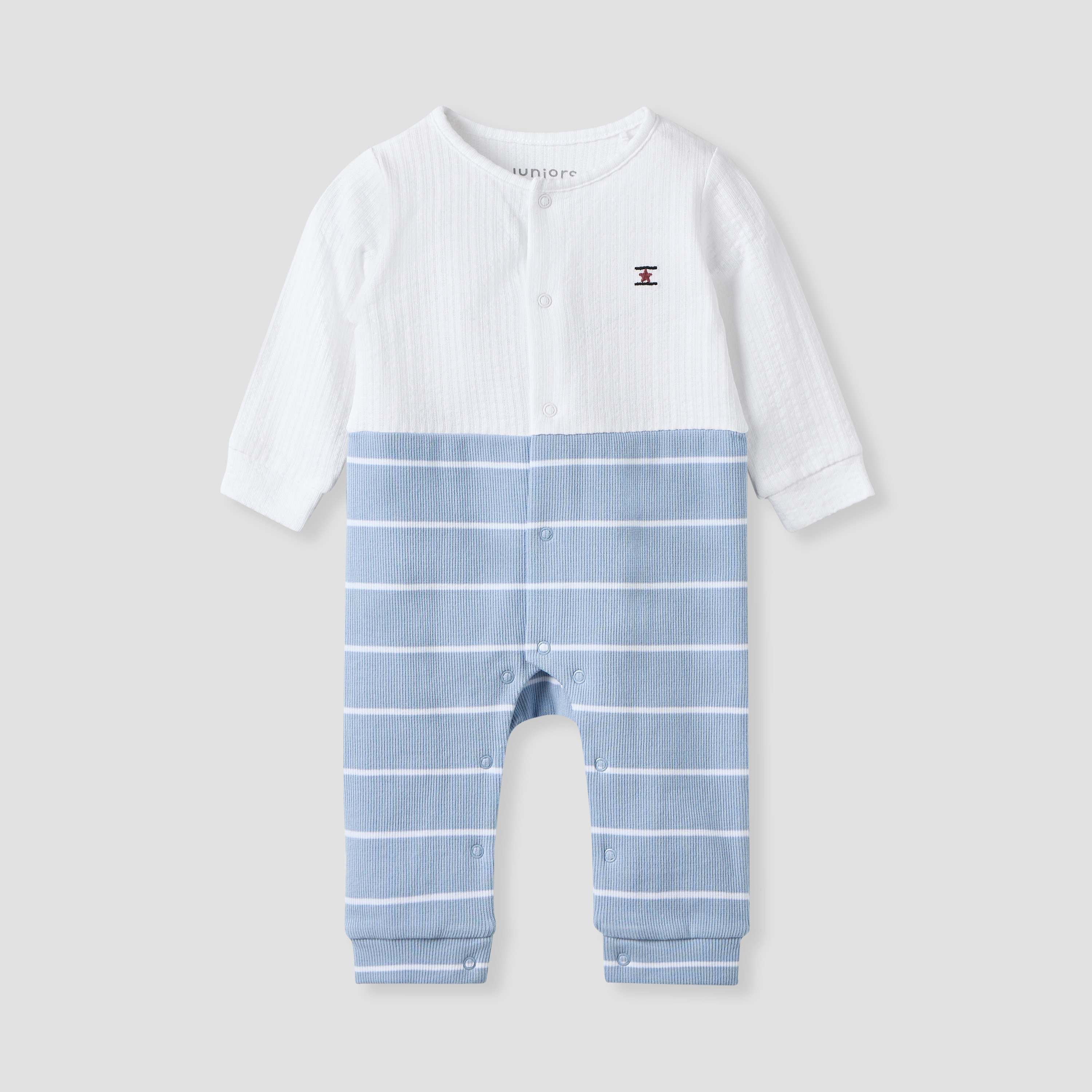 Juniors Striped Sleepsuit with Long Sleeves-baby-boys-clothing-nightwear-sleepsuits-image-1