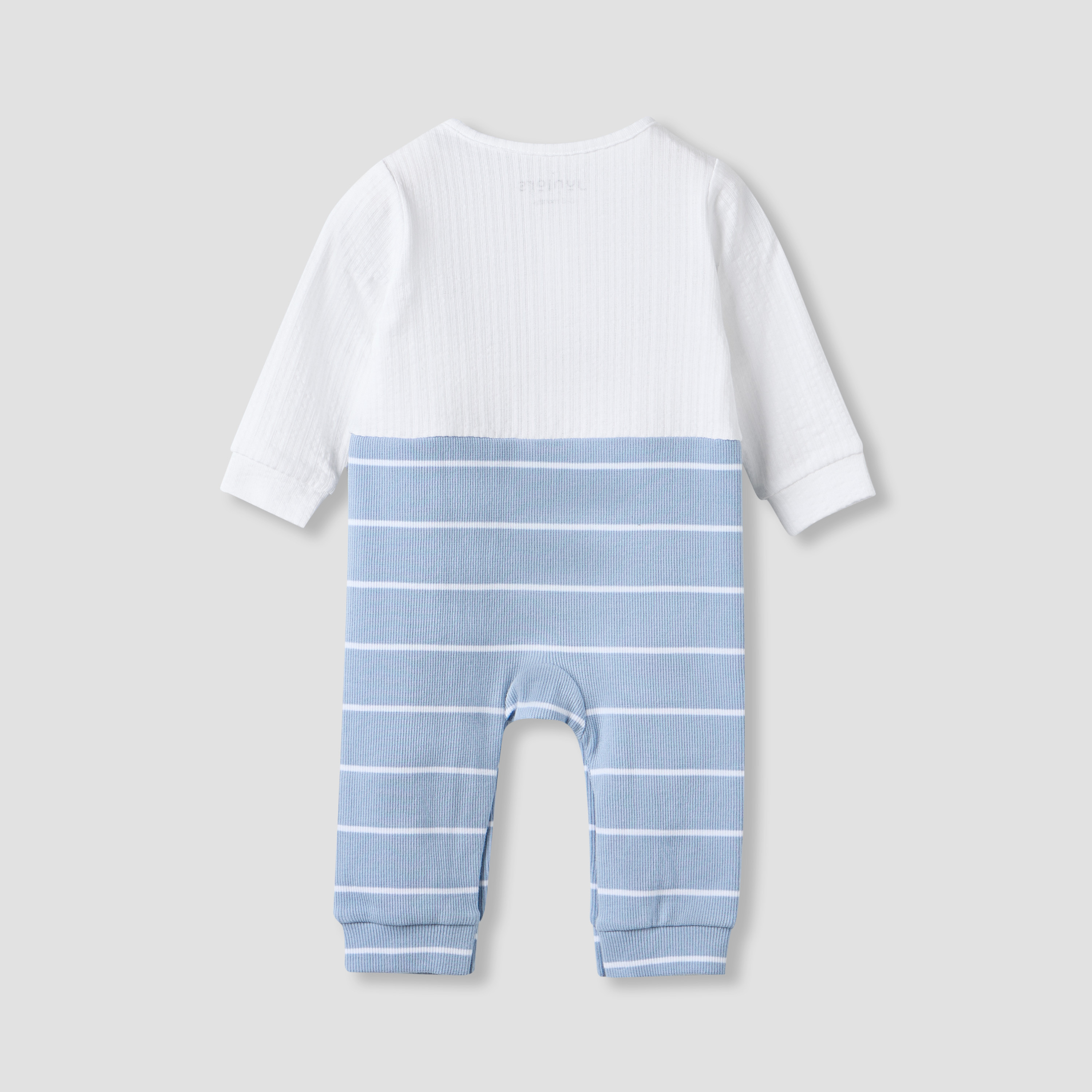 Juniors Striped Sleepsuit with Long Sleeves-baby-boys-clothing-nightwear-sleepsuits-image-2