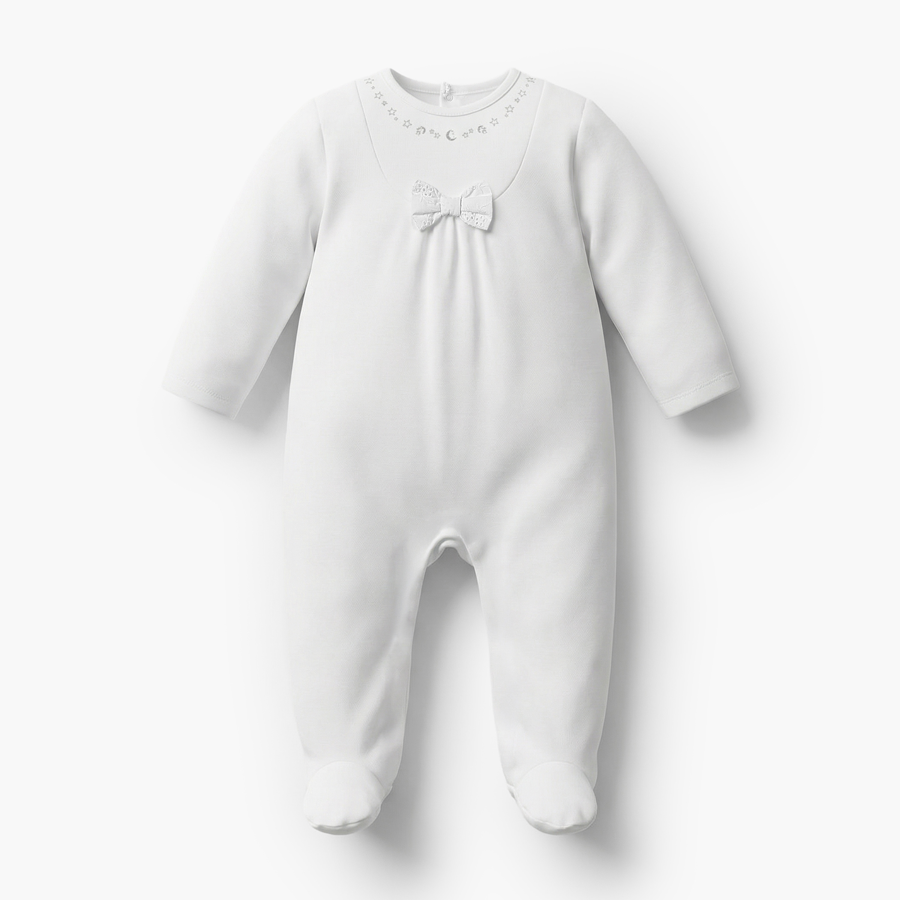 Giggles Cotton Round Neck Long Sleeves Sleepsuit with Moon and Star Embroidery-baby-girls-clothing-nightwear-sleepsuits-image-2