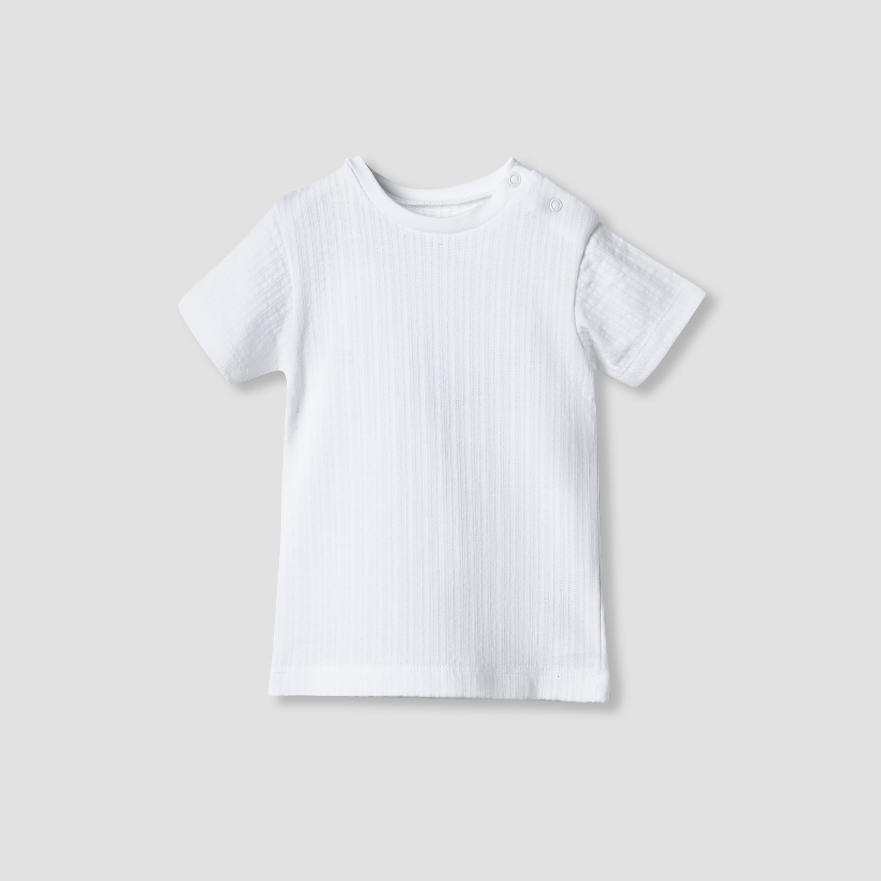 Juniors Solid T-shirt and Striped Dungaree Set-baby-boys-clothing-rompers-image-3