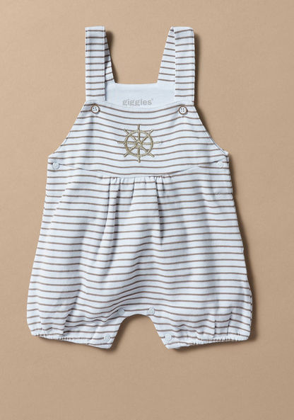Giggles Striped Dungaree and Collared T-shirt Set-Rompers%2C Dungarees and Jumpsuits-image-2