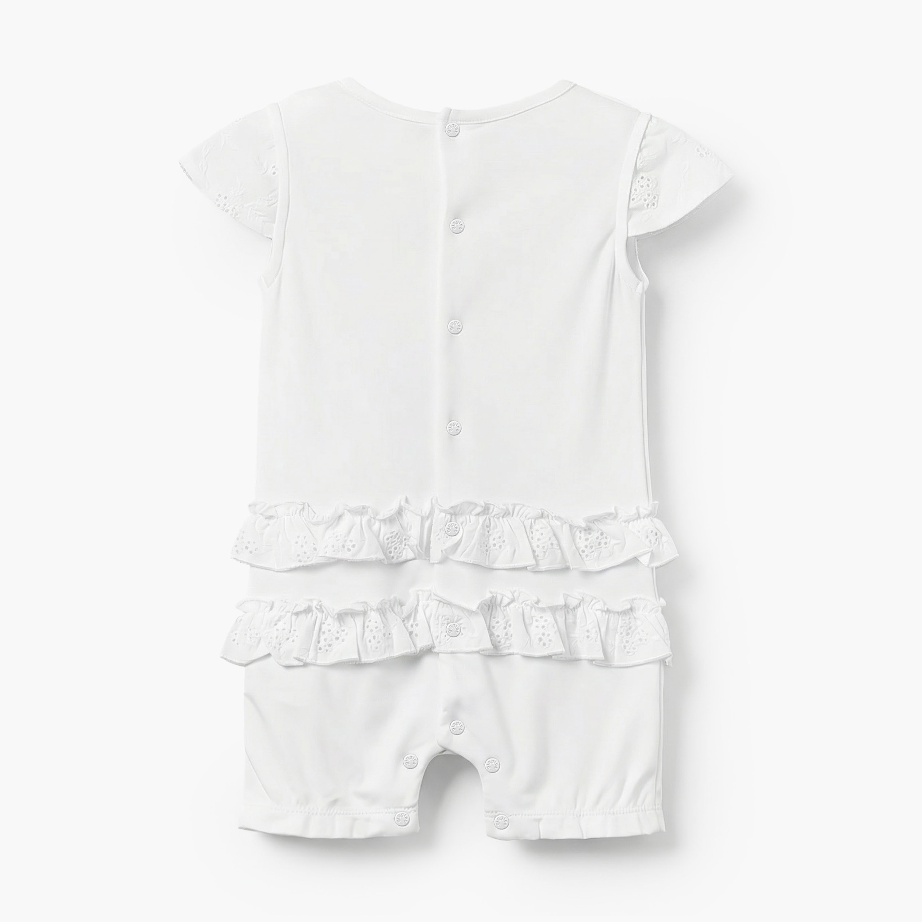 Giggles Round Neck Short Sleeves Romper with Embroidery Detail-baby-girls-clothing-rompers-image-2