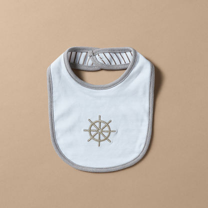 Giggles Anchor Embroidered Bib with Snap Button Closure-Bibs and Burp Cloths-image-0