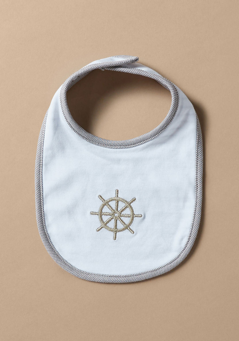 Giggles Anchor Embroidered Bib with Snap Button Closure-Bibs and Burp Cloths-image-3