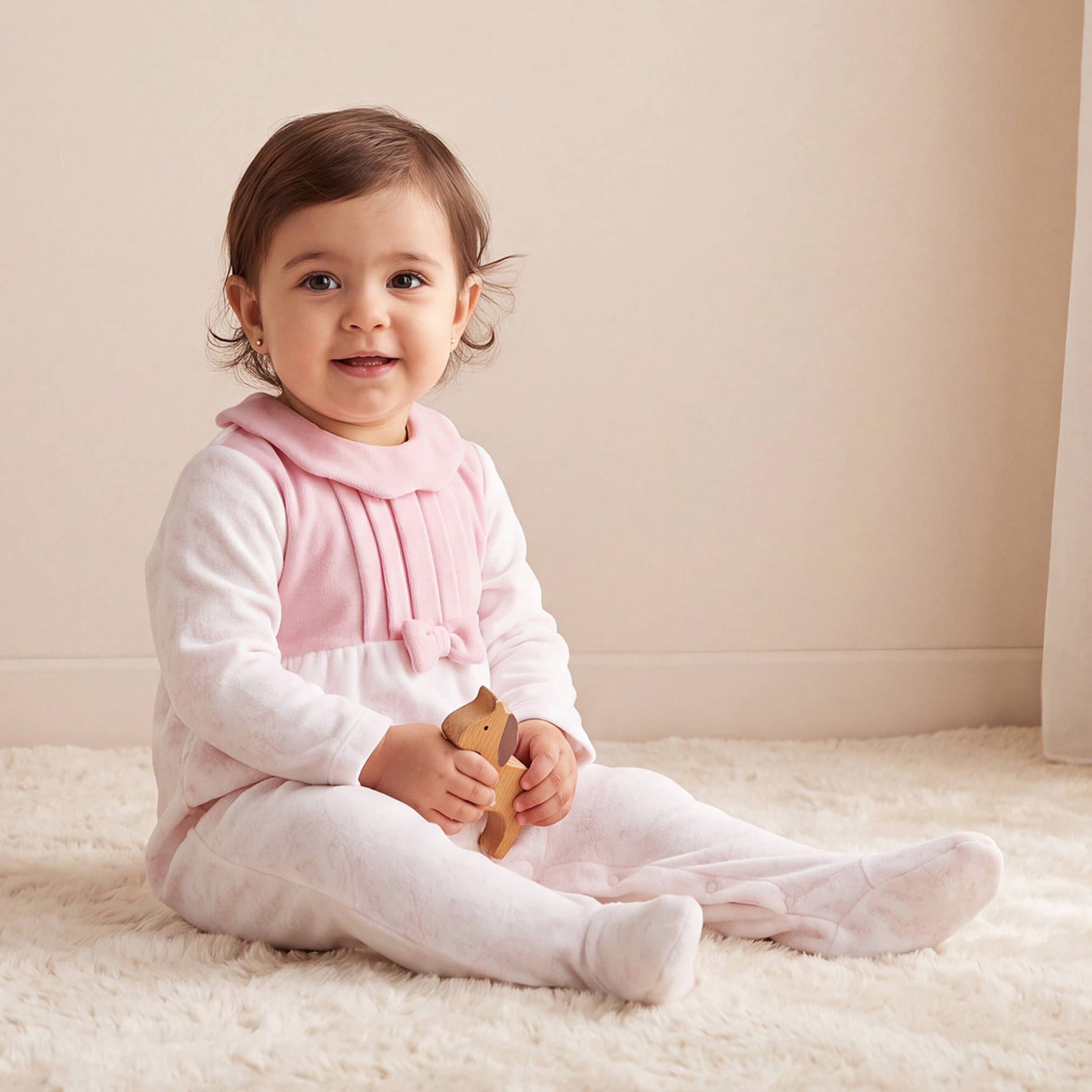 Giggles Cotton Collared Long Sleeves Sleepsuit with Bunny Print-baby-girls-clothing-nightwear-sleepsuits-image-1