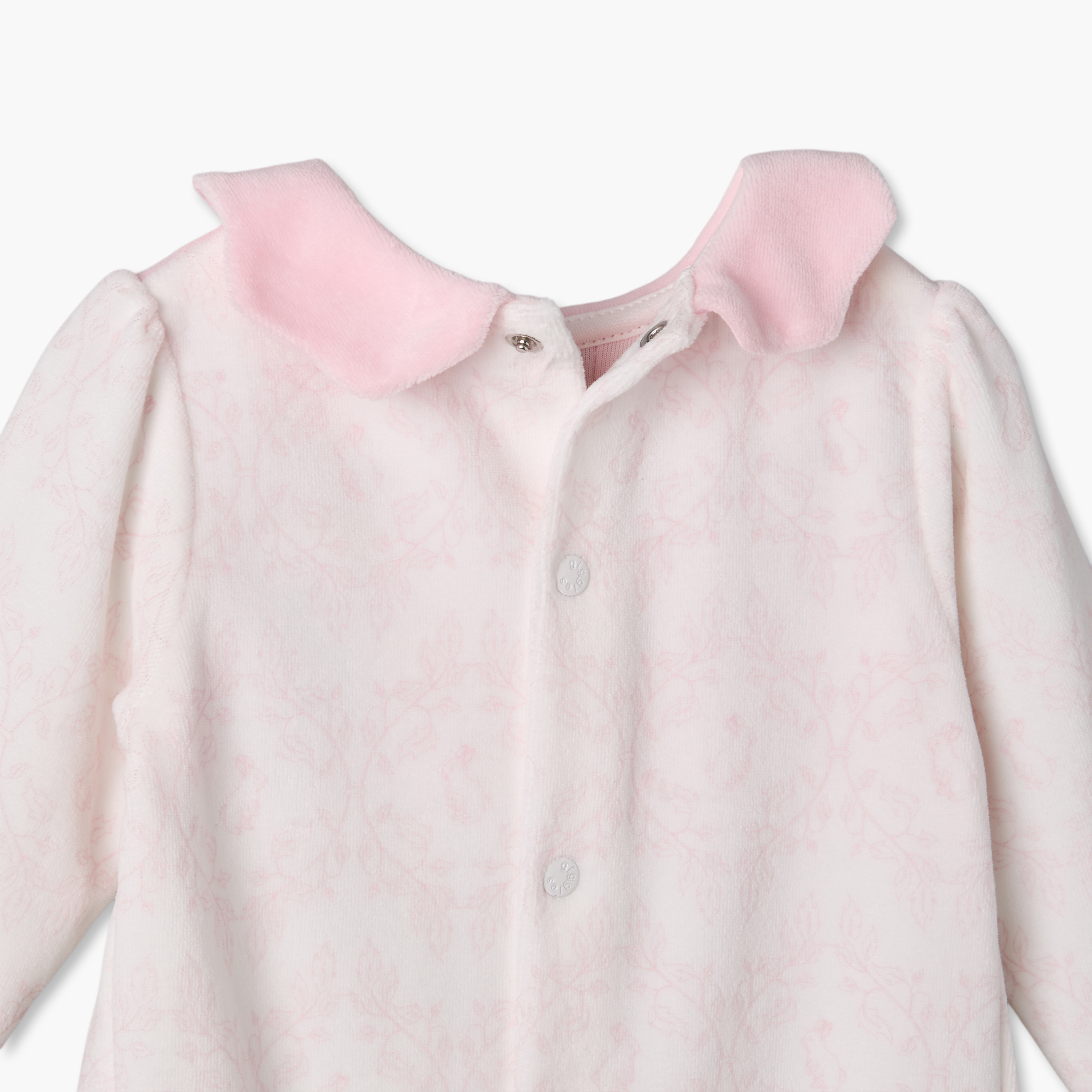 Giggles Cotton Collared Long Sleeves Sleepsuit with Bunny Print-baby-girls-clothing-nightwear-sleepsuits-image-7