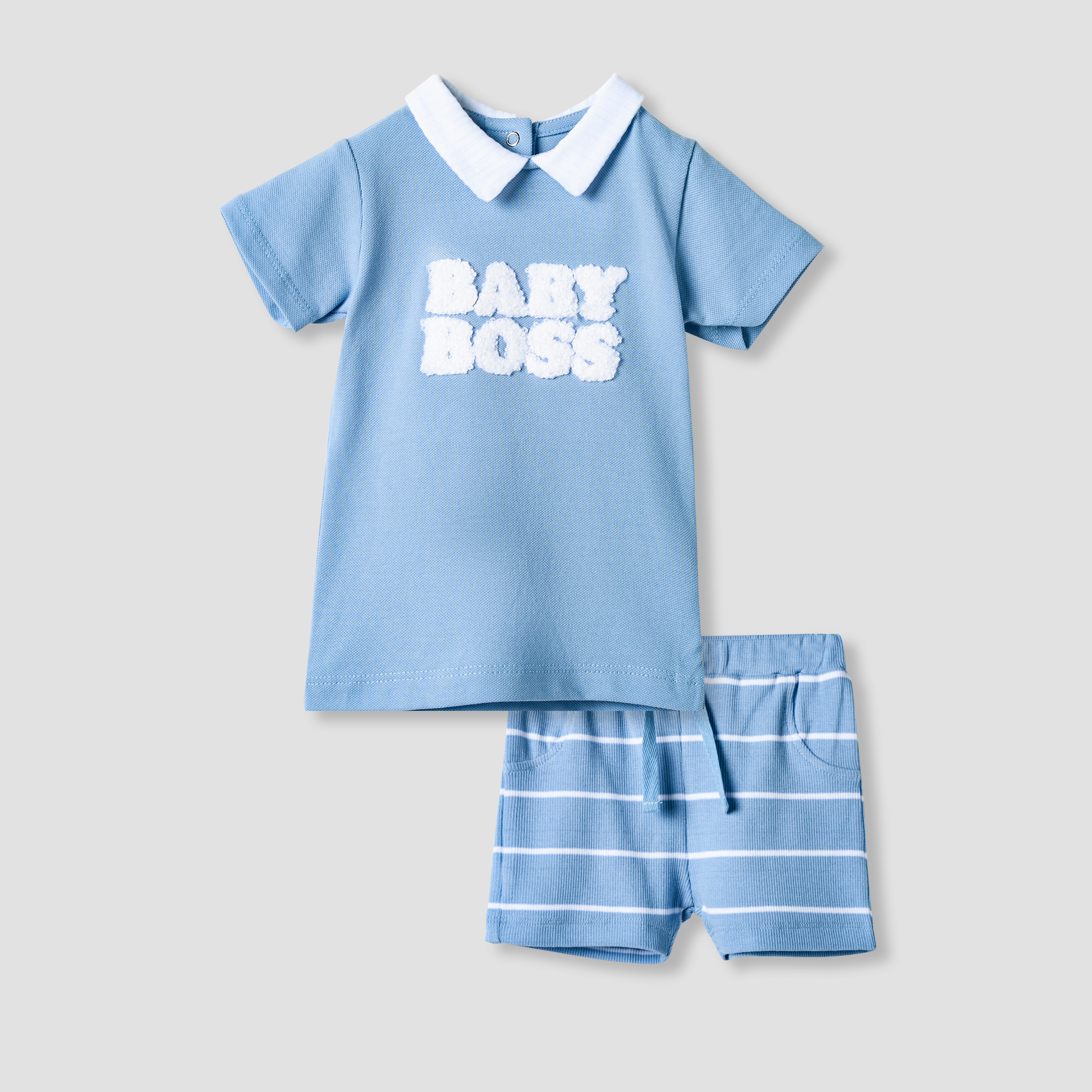 Juniors Applique Detail T-shirt and Shorts Set-baby-boys-clothing-nightwear-pyjamasets-image-1