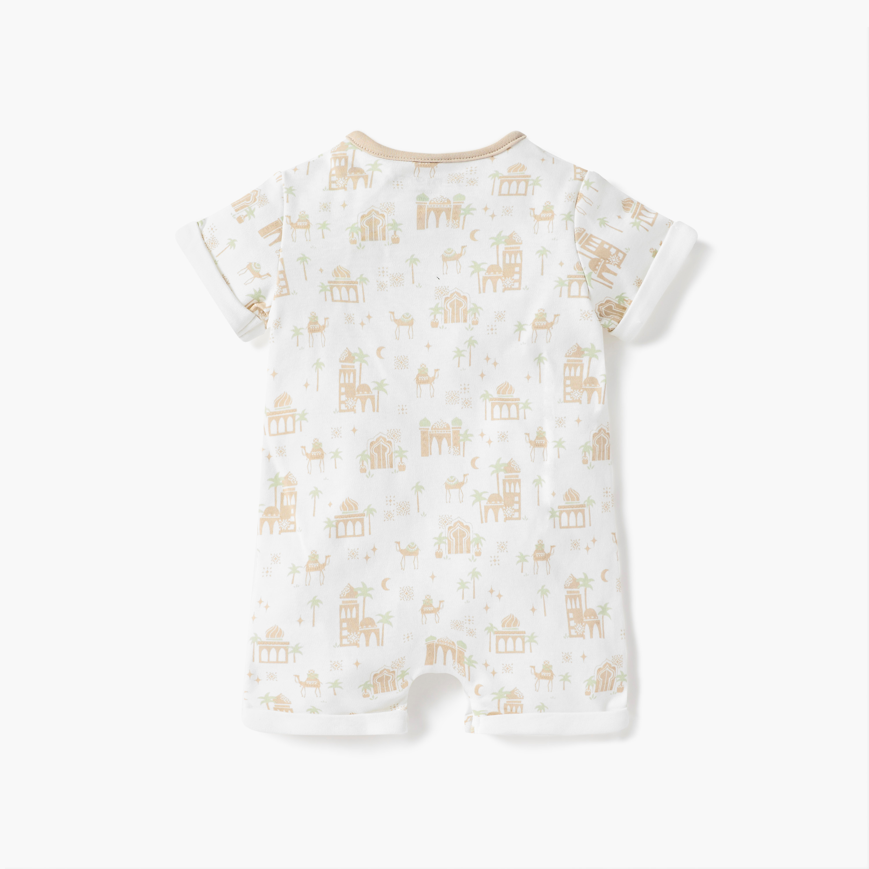 Juniors Printed Romper with Button Closure and Short Sleeves-baby-boys-clothing-rompers-image-2