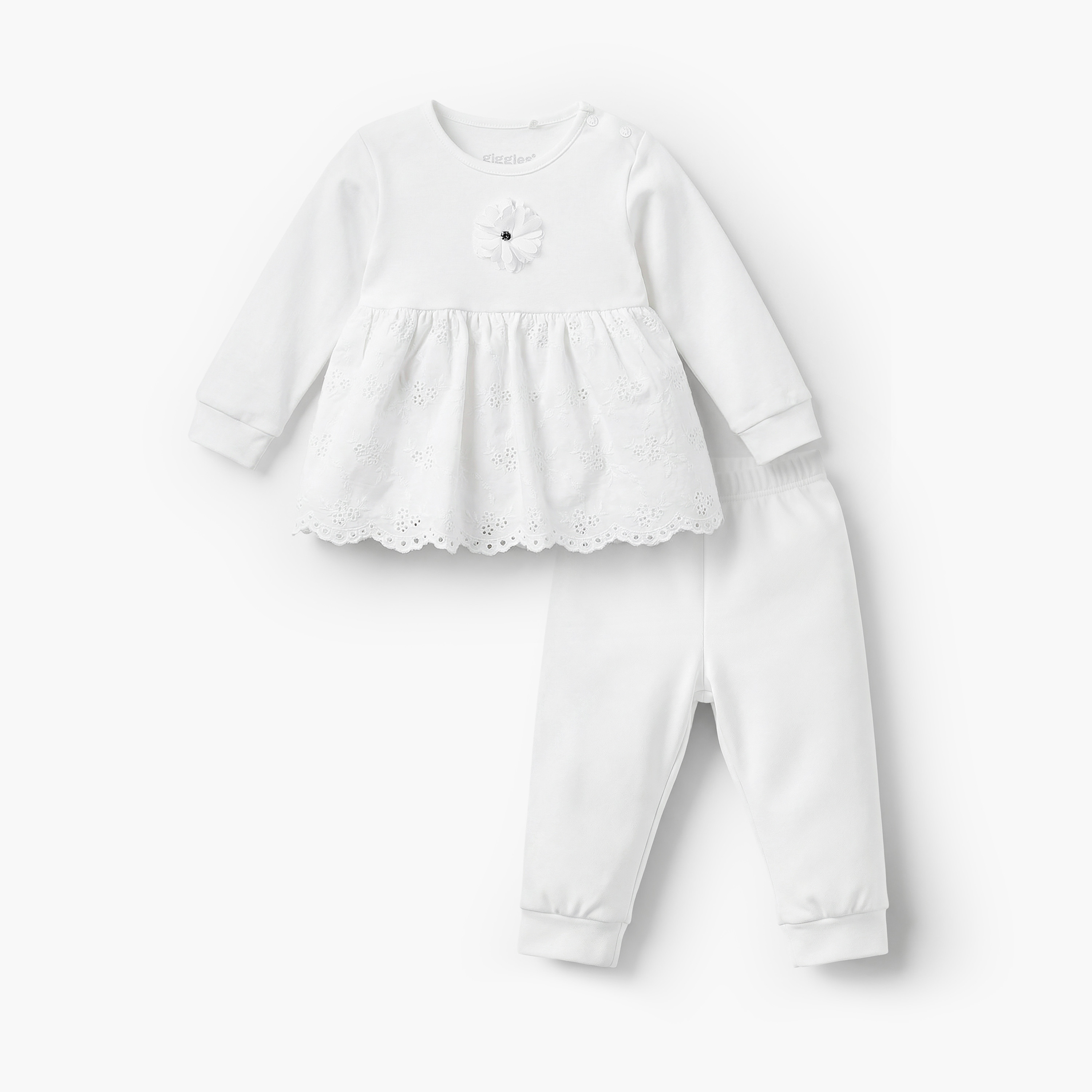 Giggles Cotton Round Neck Long Sleeves Pyjama Set with Embroidered Design-baby-girls-clothing-nightwear-pyjamasets-image-1