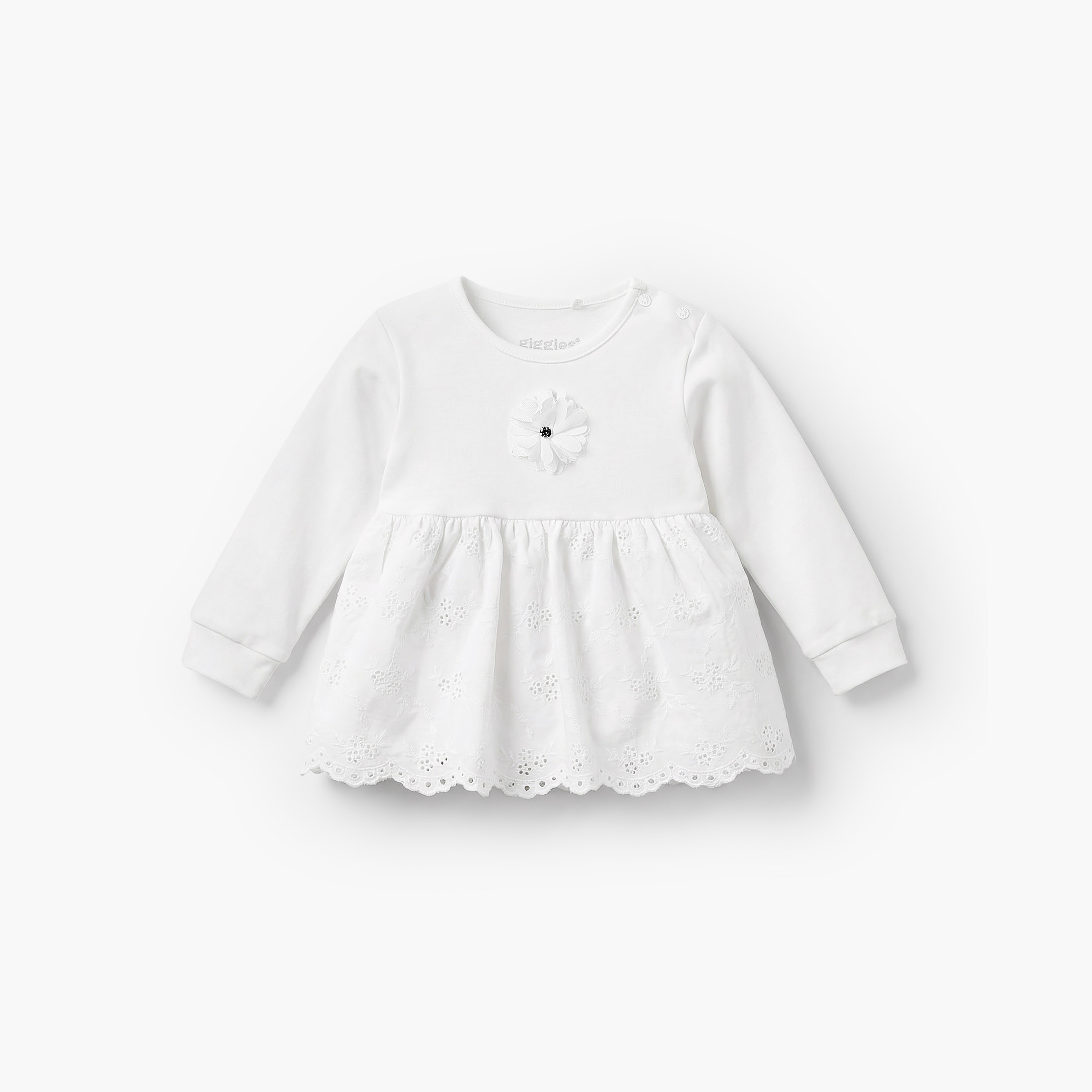 Giggles Cotton Round Neck Long Sleeves Pyjama Set with Embroidered Design-baby-girls-clothing-nightwear-pyjamasets-image-2