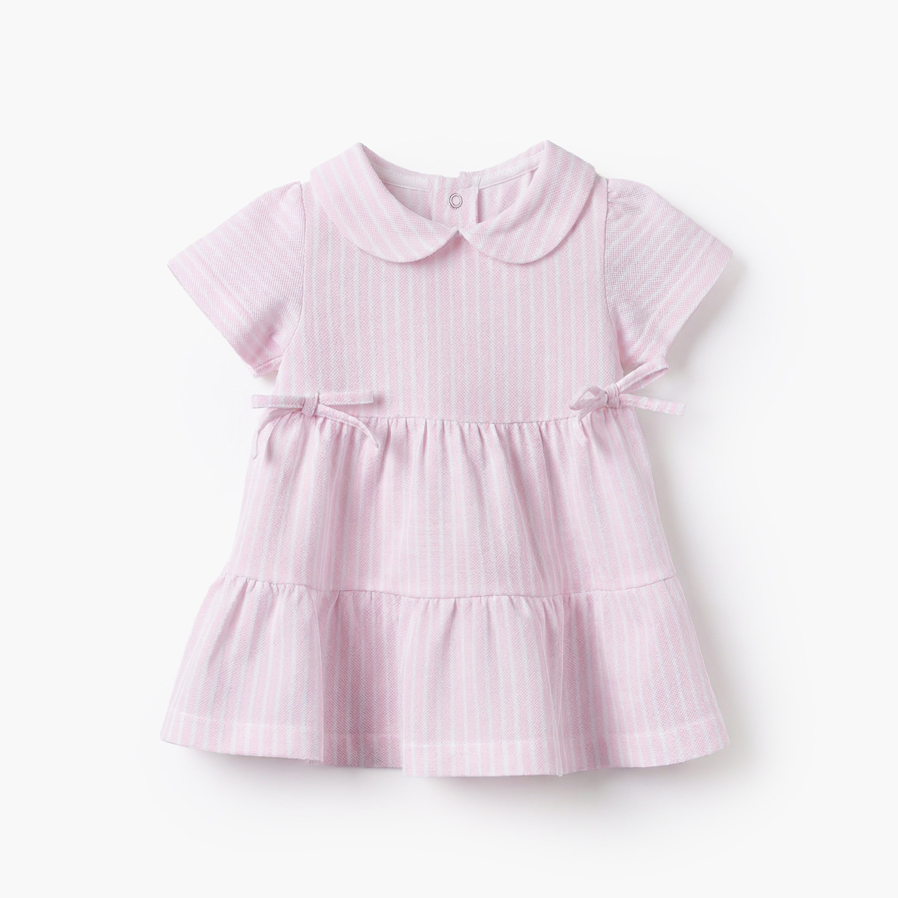 Juniors Peter Pan Collar Short Sleeves A-line Dress with Stripes-baby-girls-clothing-dressesandjumpsuits-image-2