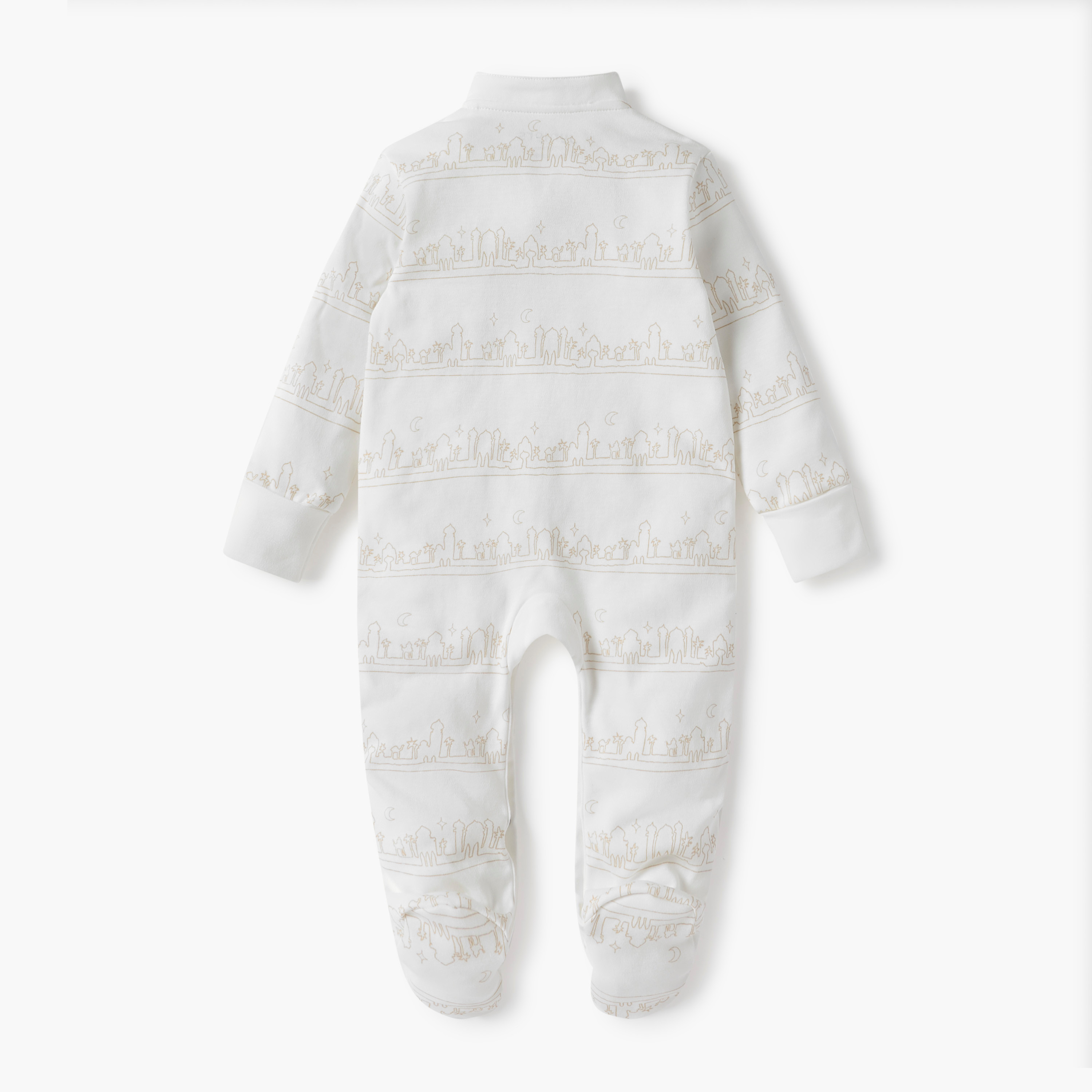 Juniors Embroidered Closed Foot Sleepsuit with Long Sleeves and Mandarin Collar-baby-boys-clothing-nightwear-sleepsuits-image-2