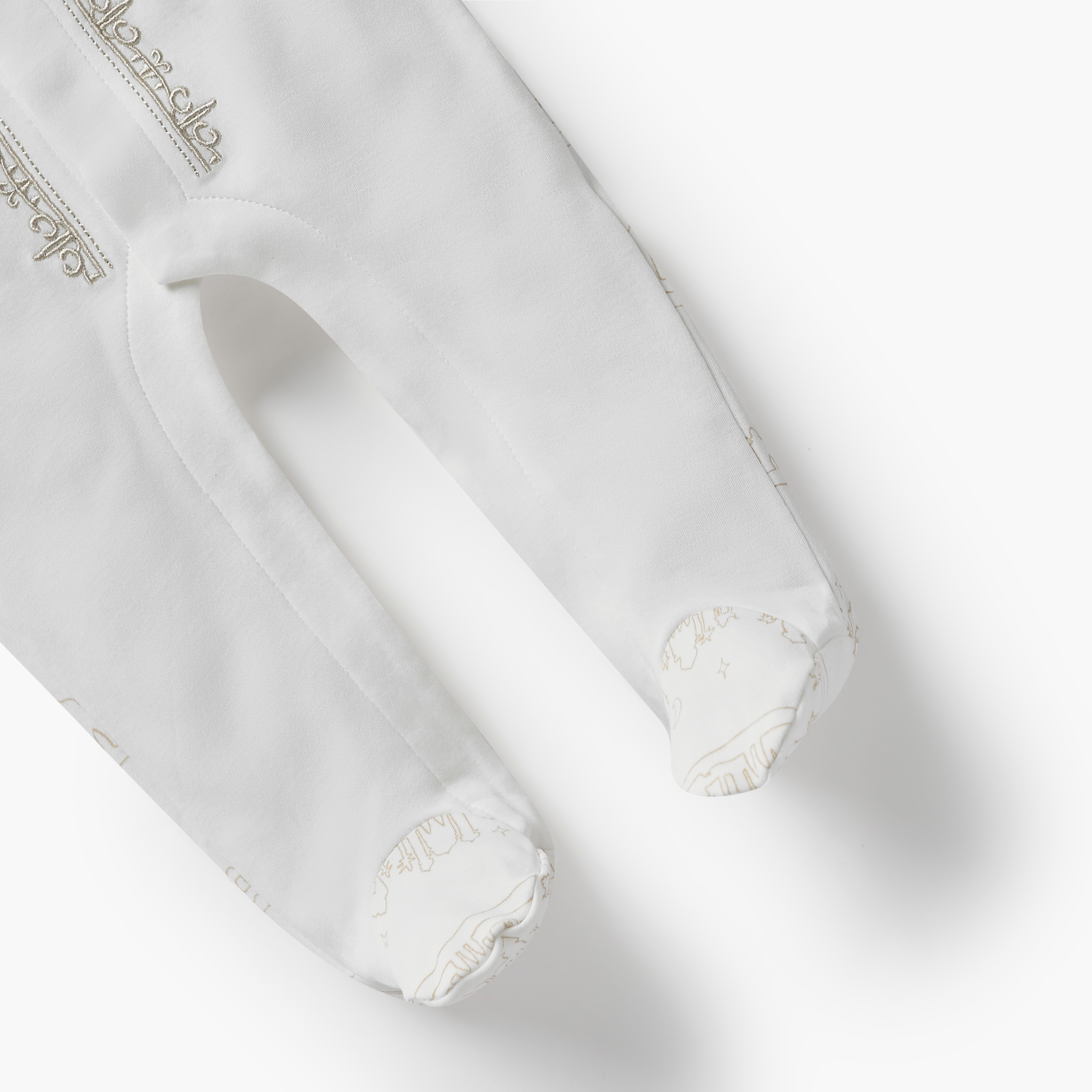 Juniors Embroidered Closed Foot Sleepsuit with Long Sleeves and Mandarin Collar-baby-boys-clothing-nightwear-sleepsuits-image-4