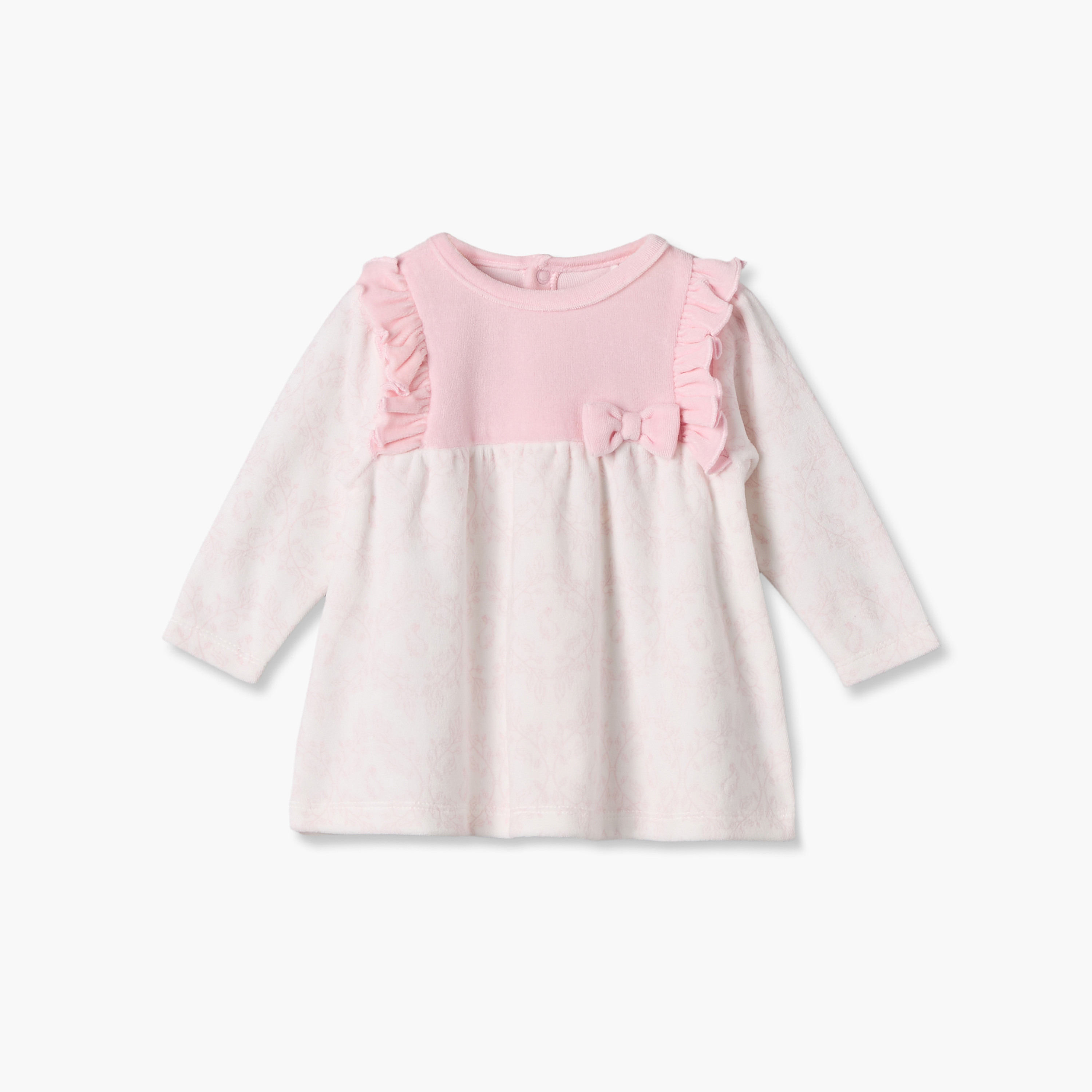 Giggles Crew Neck Long Sleeves Knee Length Dress with Bunny Print-baby-girls-clothing-winterwear-dresses-image-2