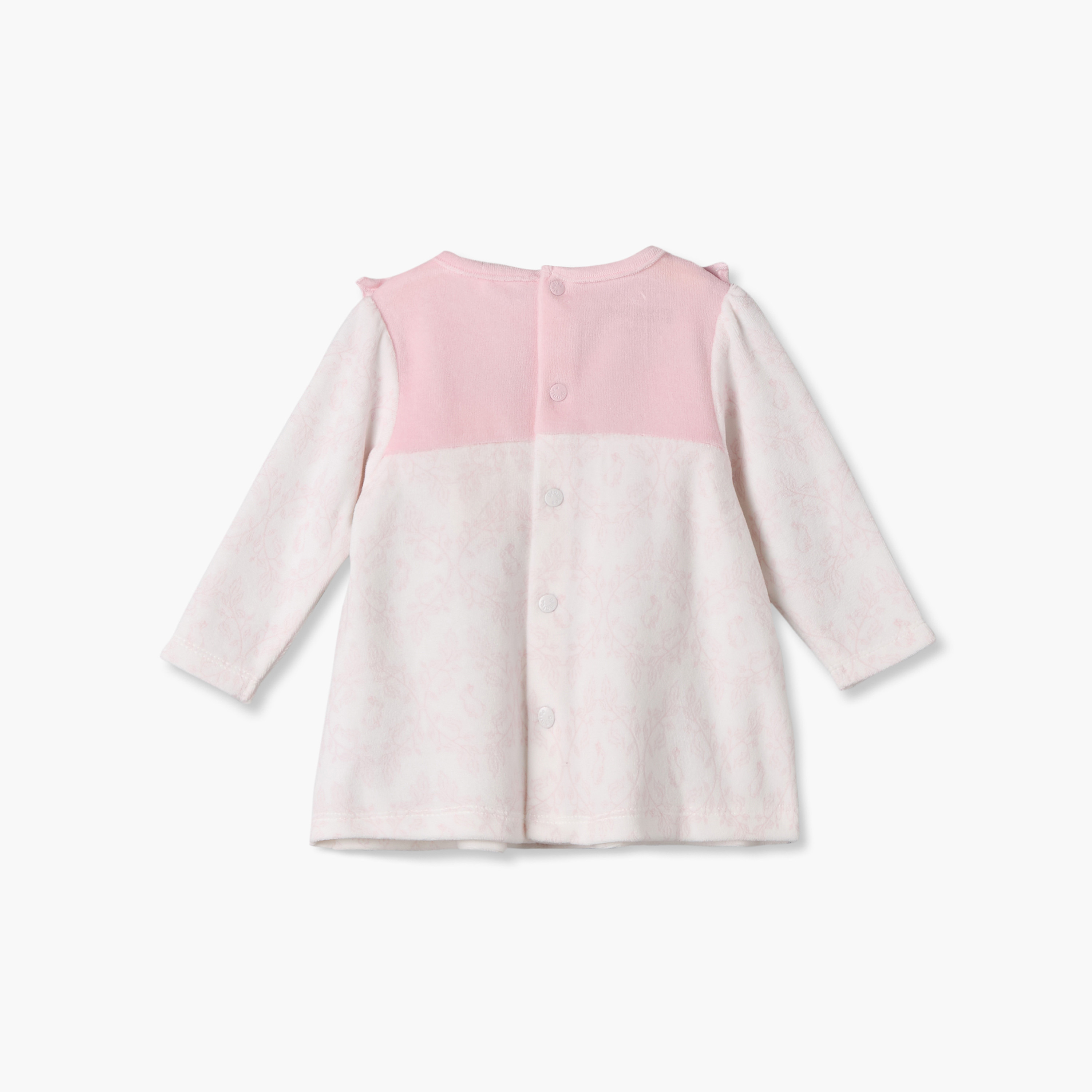Giggles Crew Neck Long Sleeves Knee Length Dress with Bunny Print-baby-girls-clothing-winterwear-dresses-image-3
