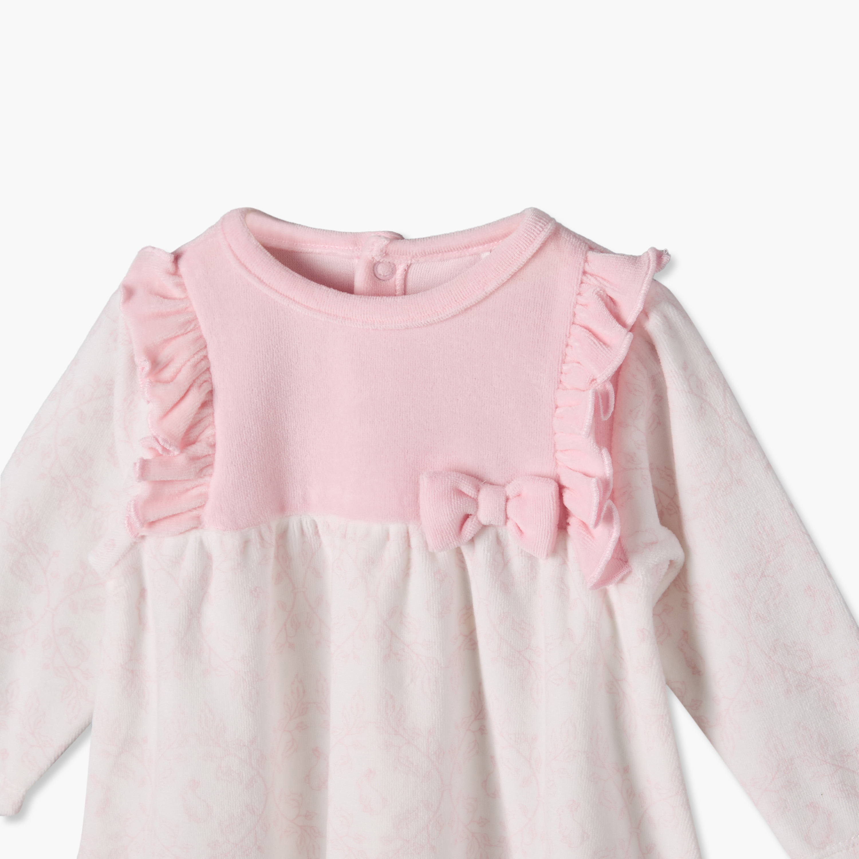 Giggles Crew Neck Long Sleeves Knee Length Dress with Bunny Print-baby-girls-clothing-winterwear-dresses-image-4