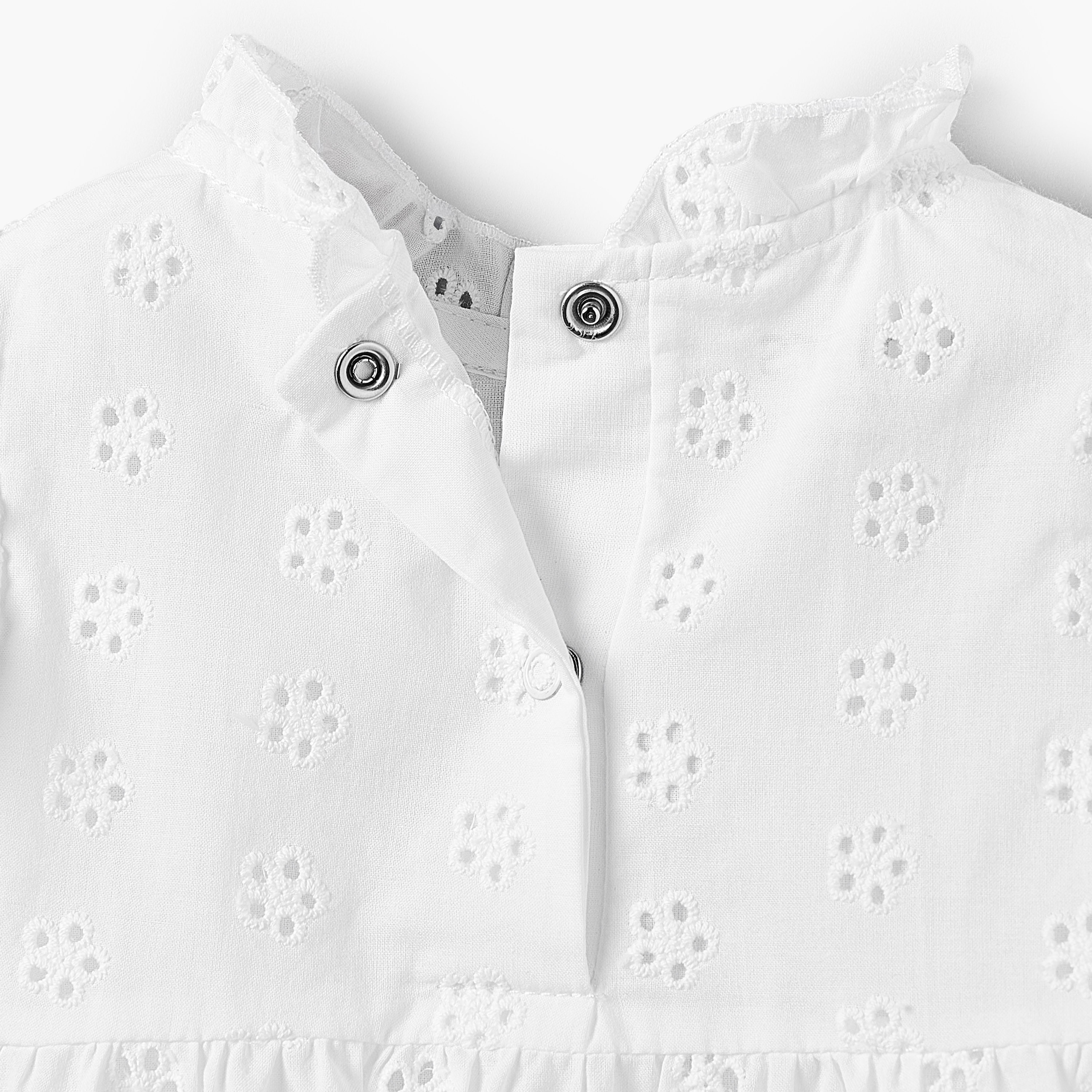 Juniors Ruffle Neck Short Sleeves A-line Dress with Schiffli Embroidery-baby-girls-clothing-dressesandjumpsuits-image-5