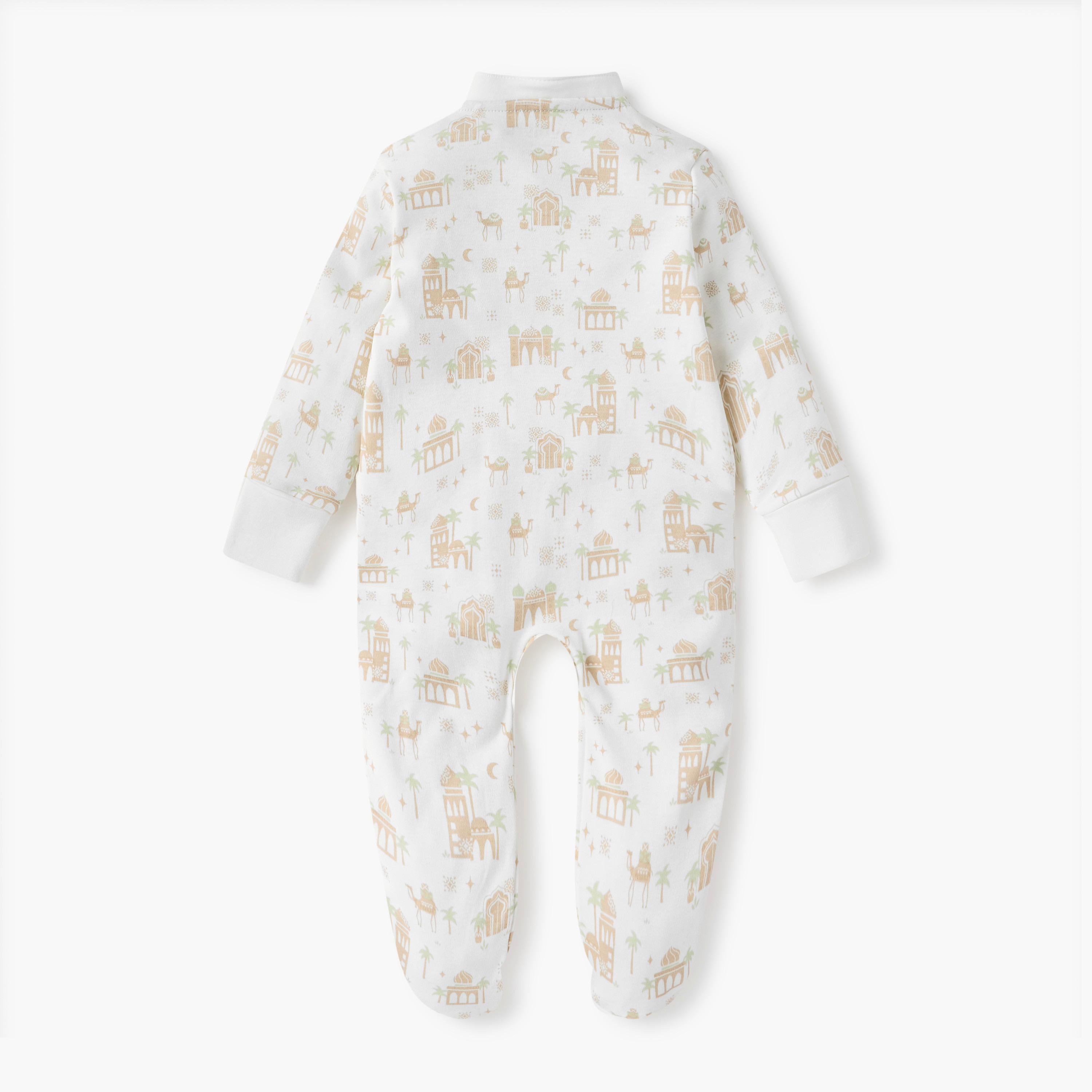 Juniors Printed Closed Foot Sleepsuit with Long Sleeves and Mandarin Collar-baby-boys-clothing-nightwear-sleepsuits-image-2