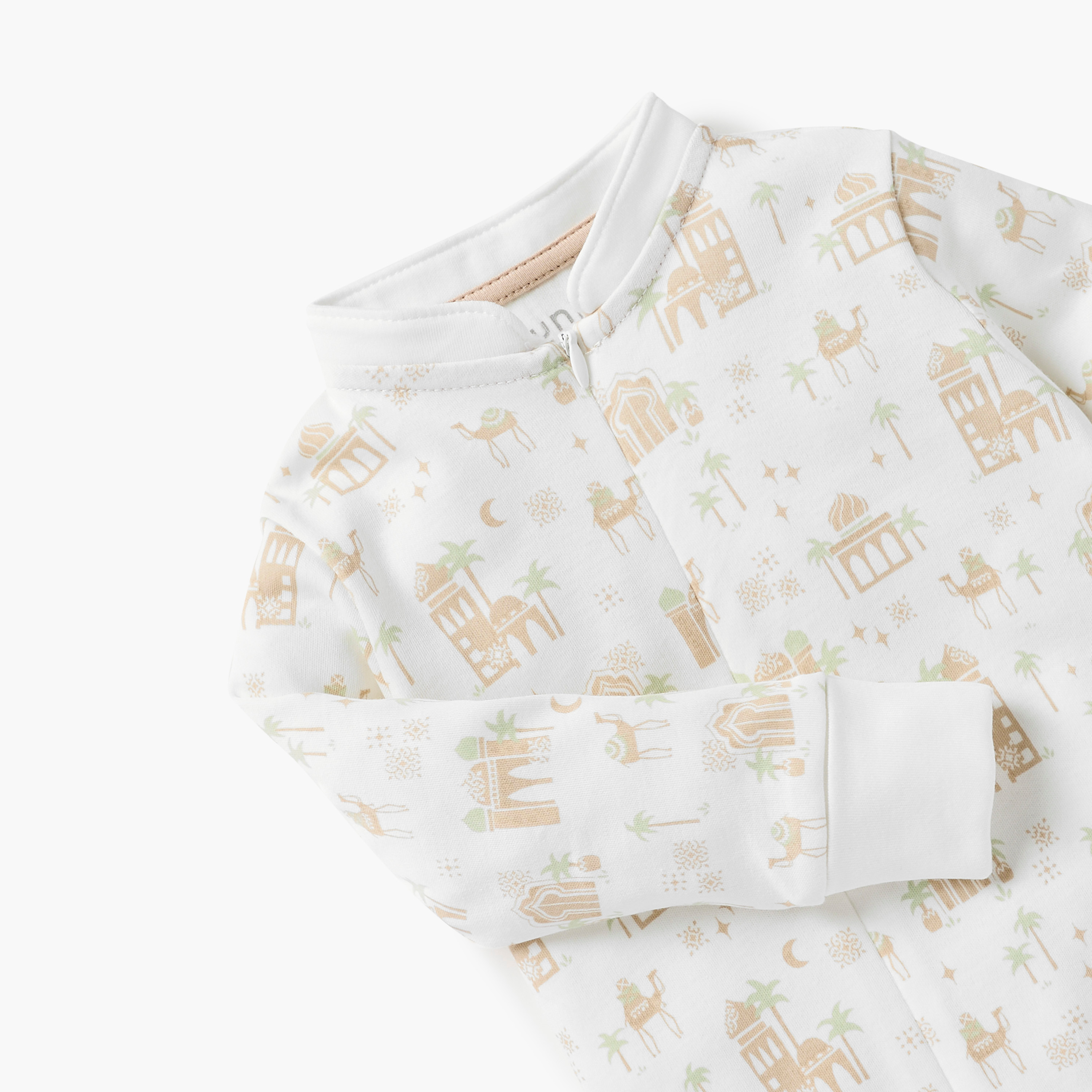 Juniors Printed Closed Foot Sleepsuit with Long Sleeves and Mandarin Collar-baby-boys-clothing-nightwear-sleepsuits-image-3
