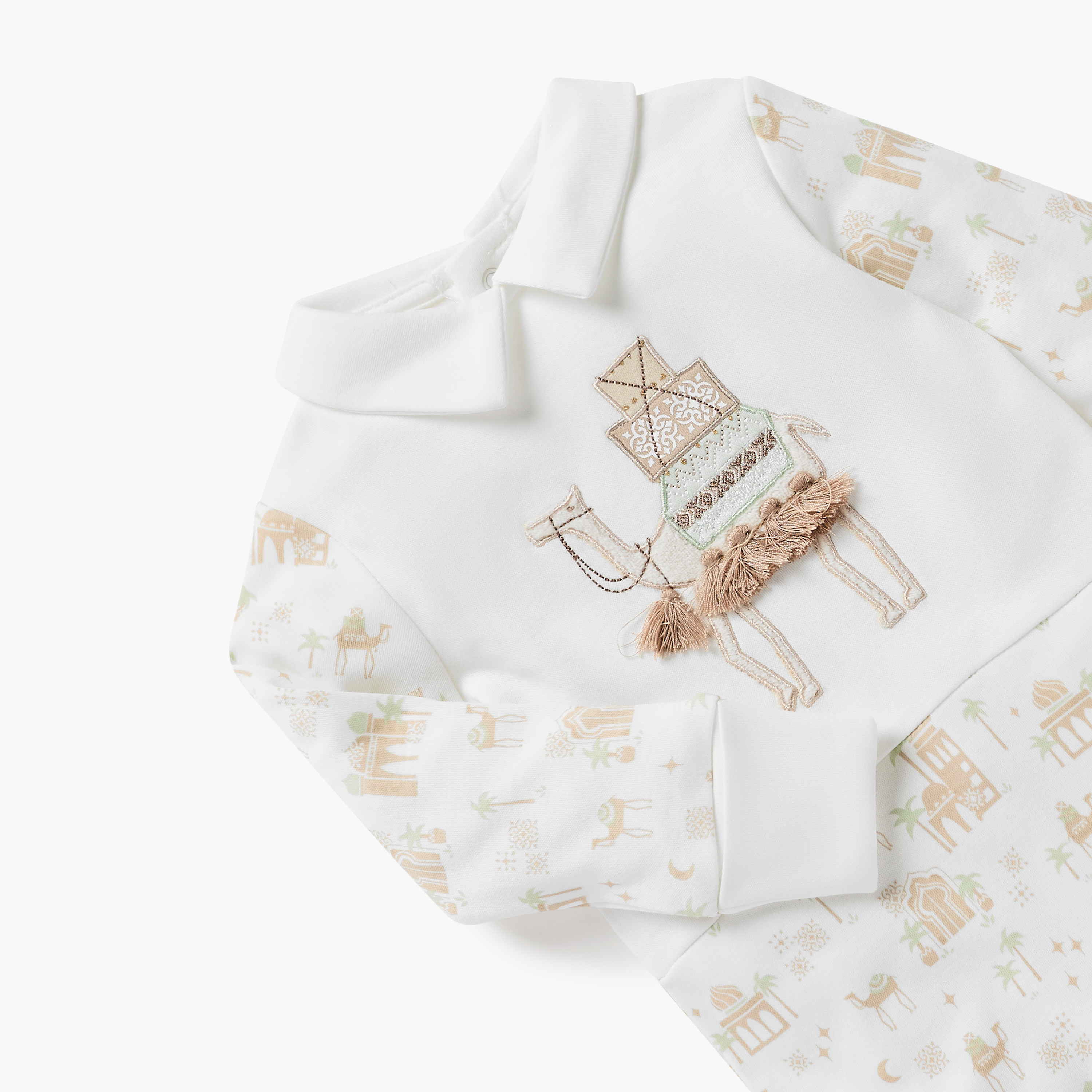 بدلة نوم بتزيينات جمل وأكمام طويلة وياقة من جونيورز-baby-boys-clothing-nightwear-sleepsuits-image-3