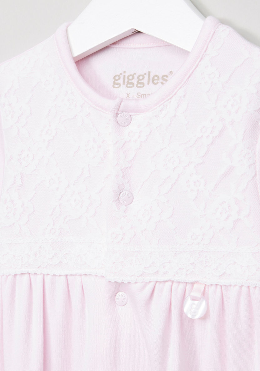 Giggles Closed Feet Sleepsuit with Lace Detail-Sleepsuits-image-1