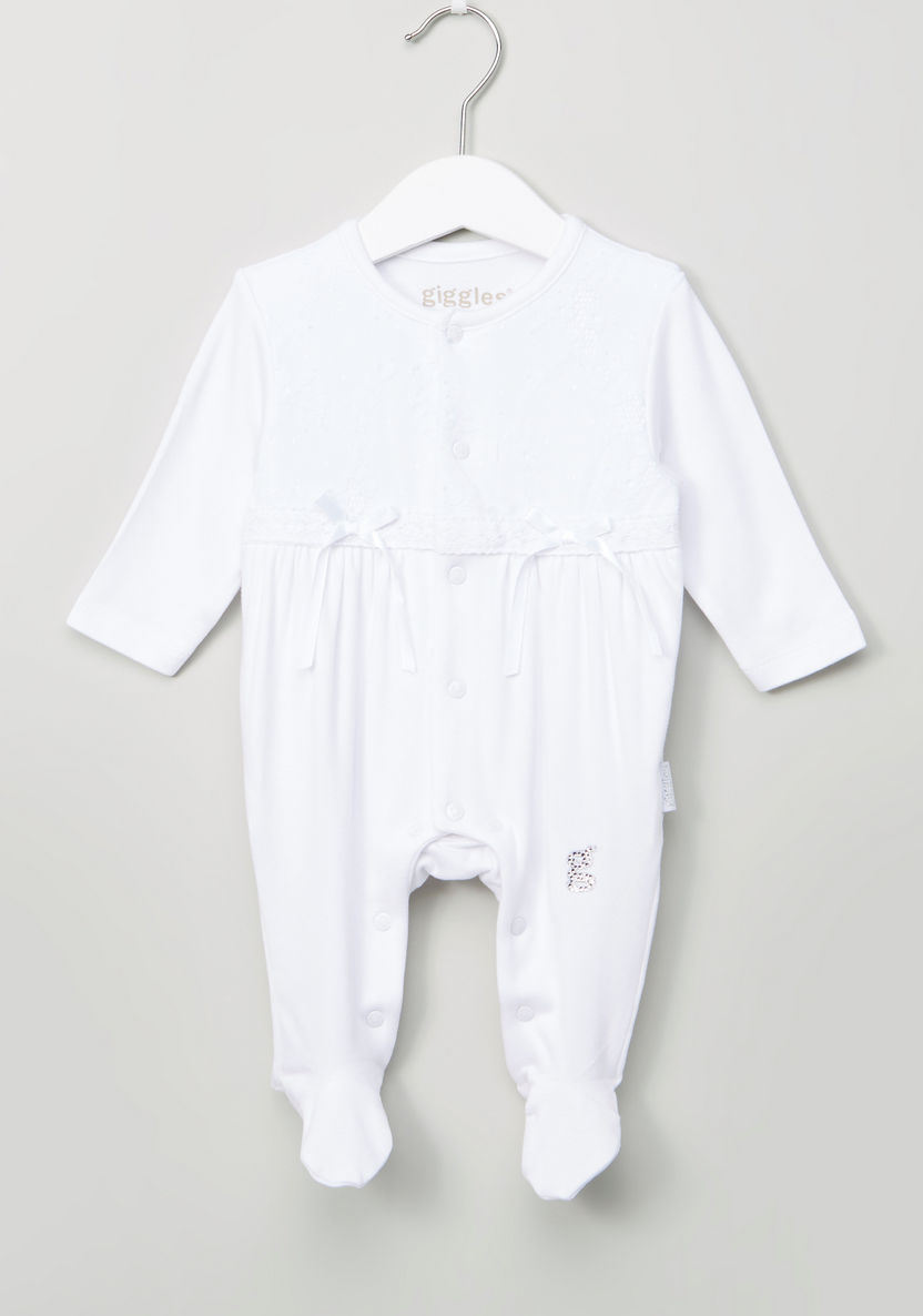 Giggles Closed Feet Sleepsuit with Lace Detail-Sleepsuits-image-0