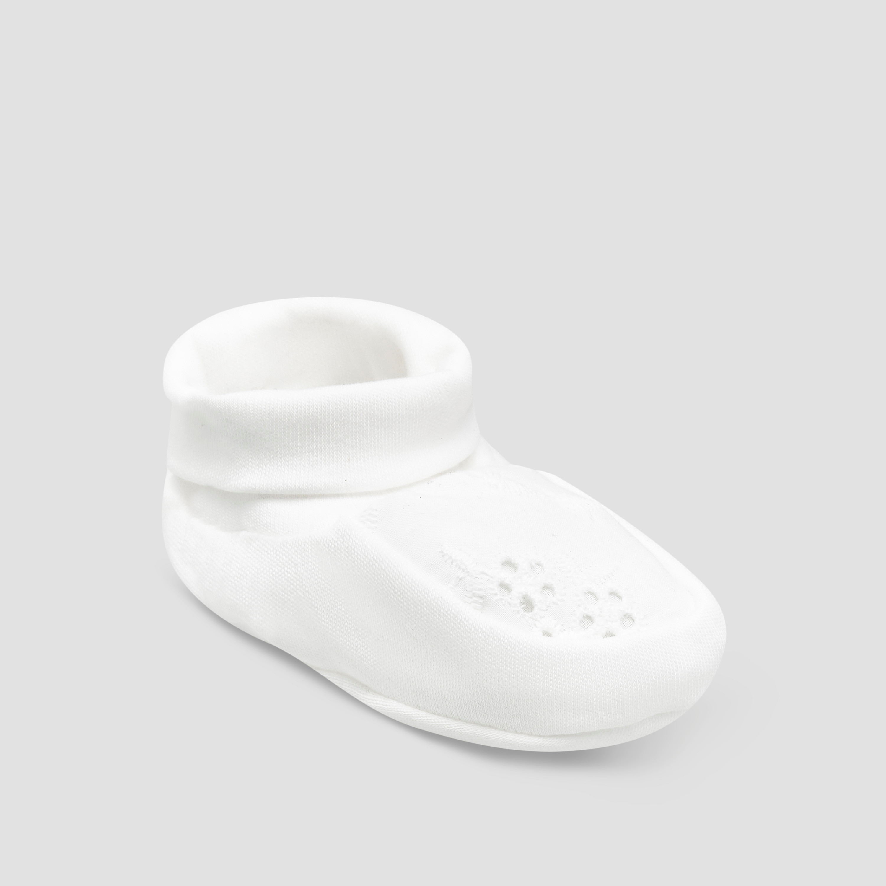 Giggles Booties with Cuff, Schiffli Embroidery-baby-girls-shoes-booties-image-2