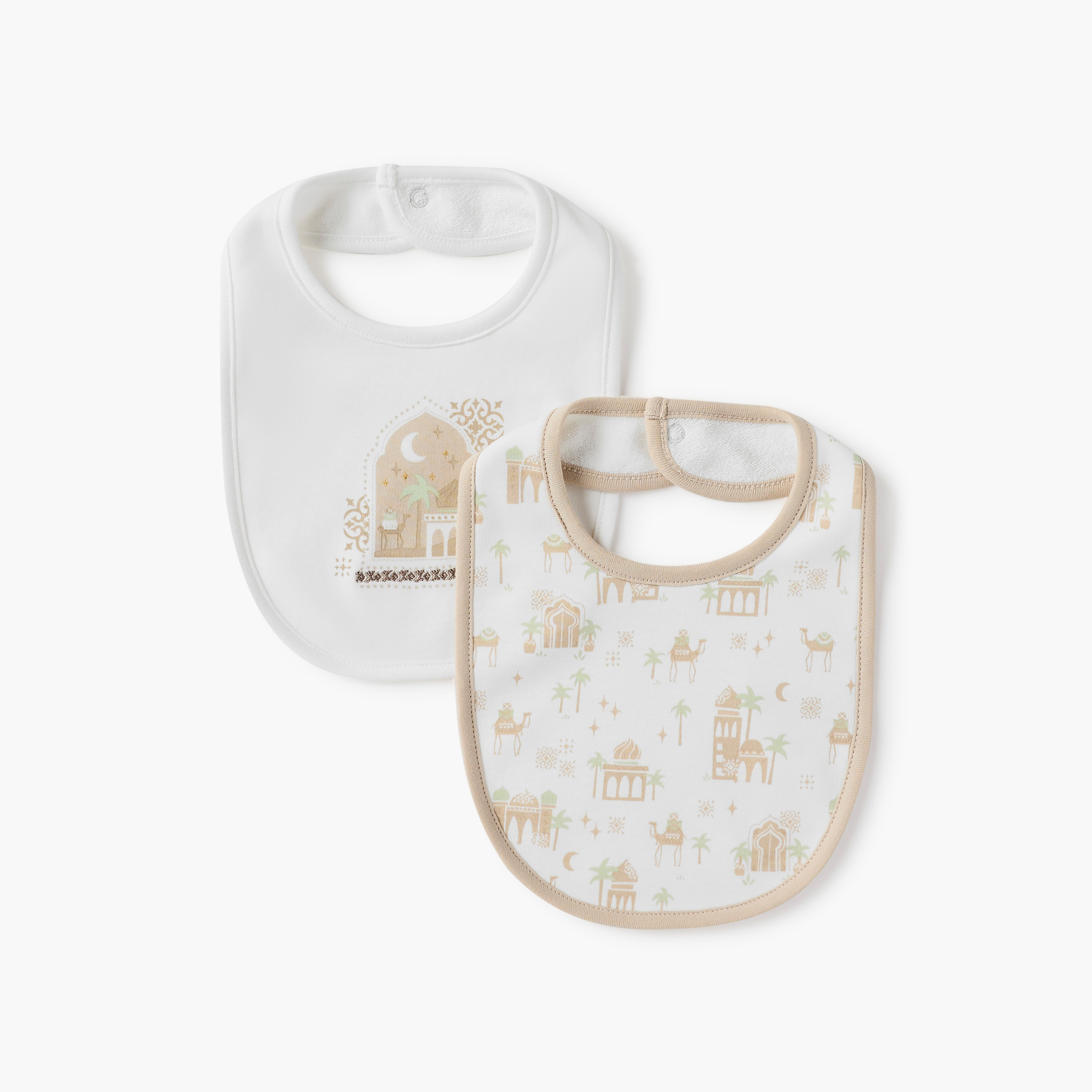 Juniors Printed Muslin Bib with Button Closure - Set of 2-baby-feeding-bibs-image-1