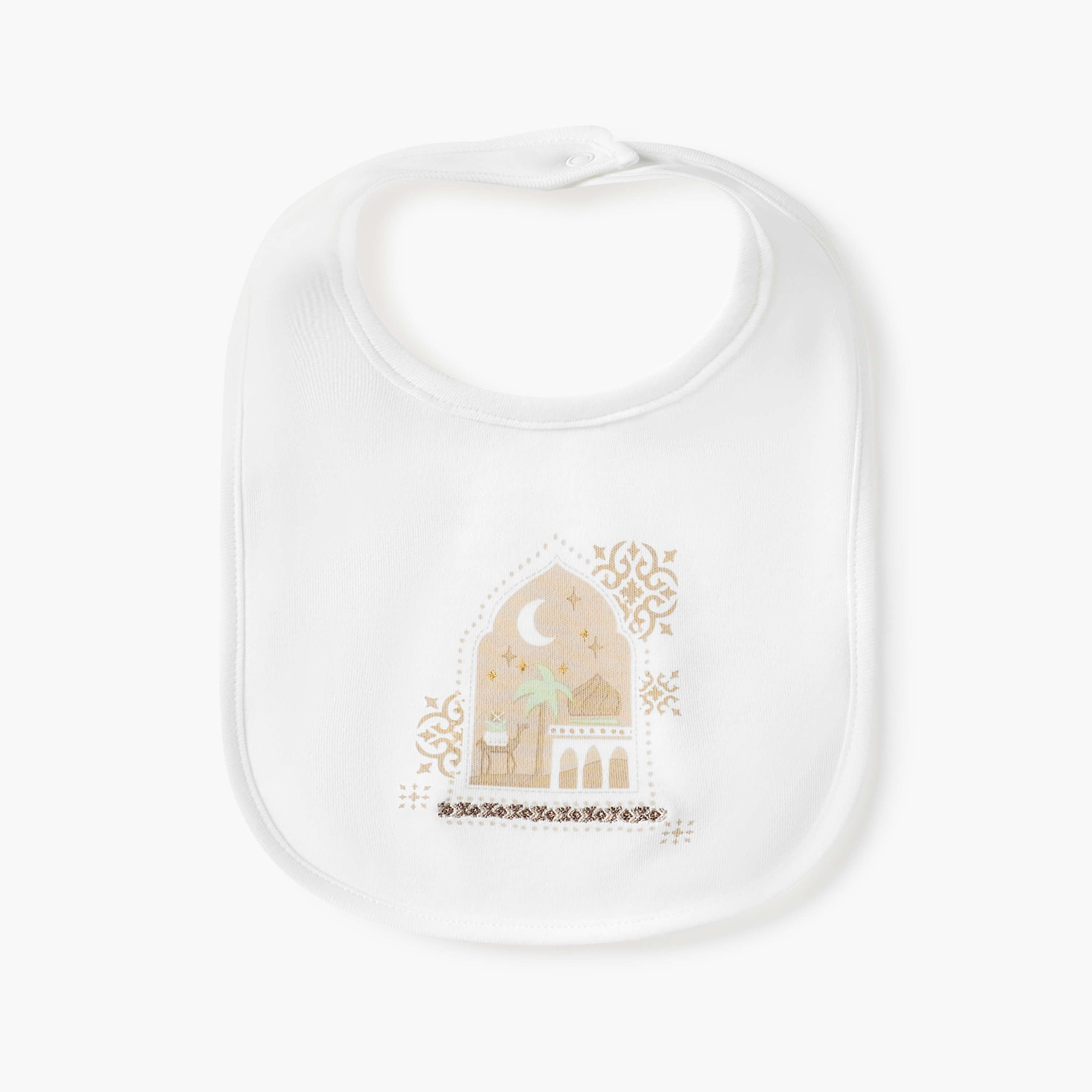 Juniors Printed Muslin Bib with Button Closure - Set of 2-baby-feeding-bibs-image-2