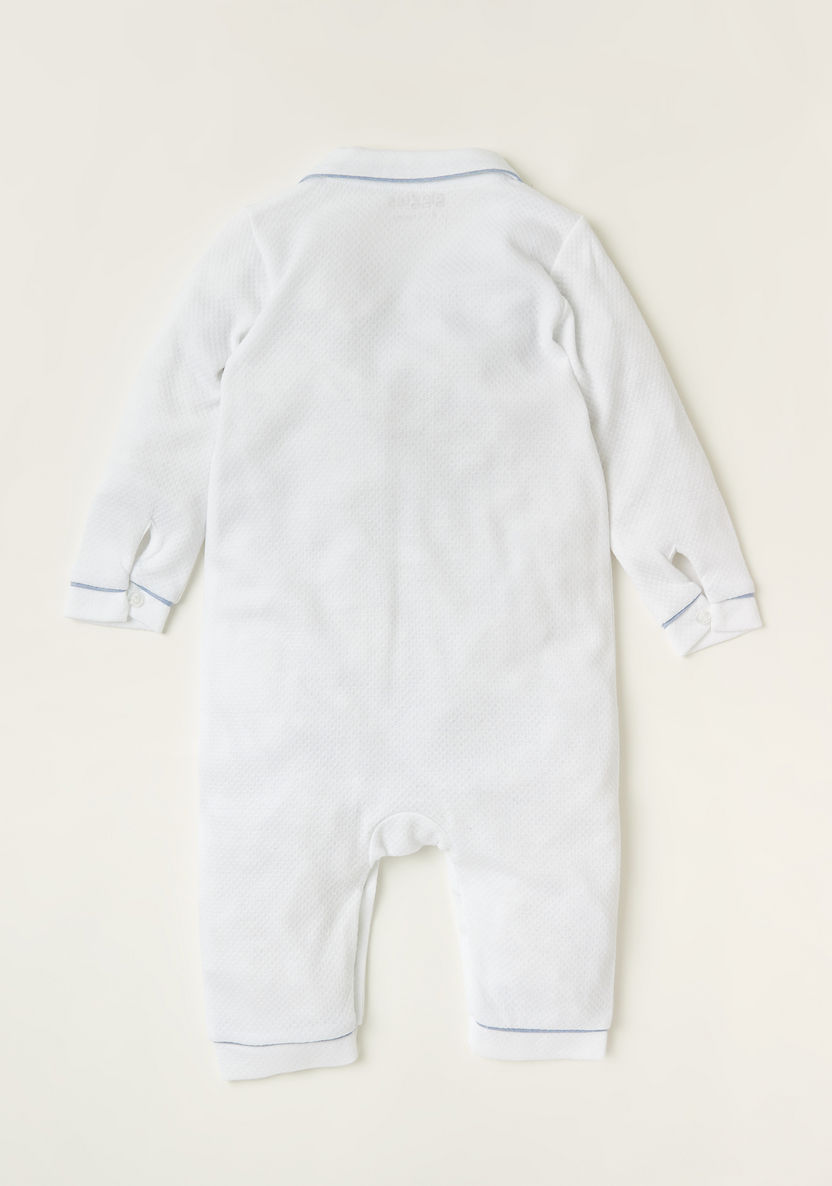 Giggles Textured Sleepsuit with Collar and Long Sleeves-Sleepsuits-image-1