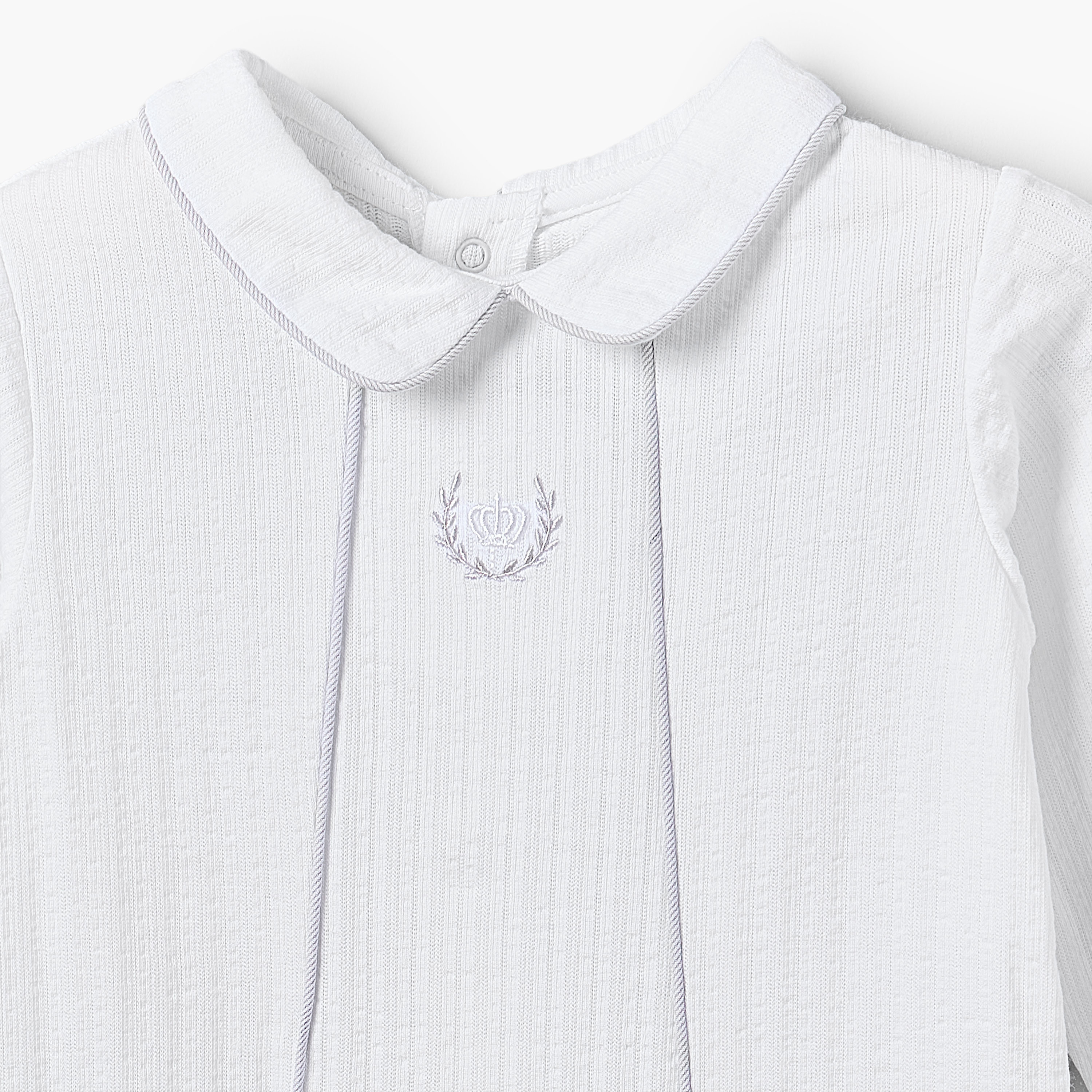 Giggles Cotton Peter Pan Collar Long Sleeves Sleepsuit with Embroidered Detail-baby-boys-clothing-nightwear-sleepsuits-image-3