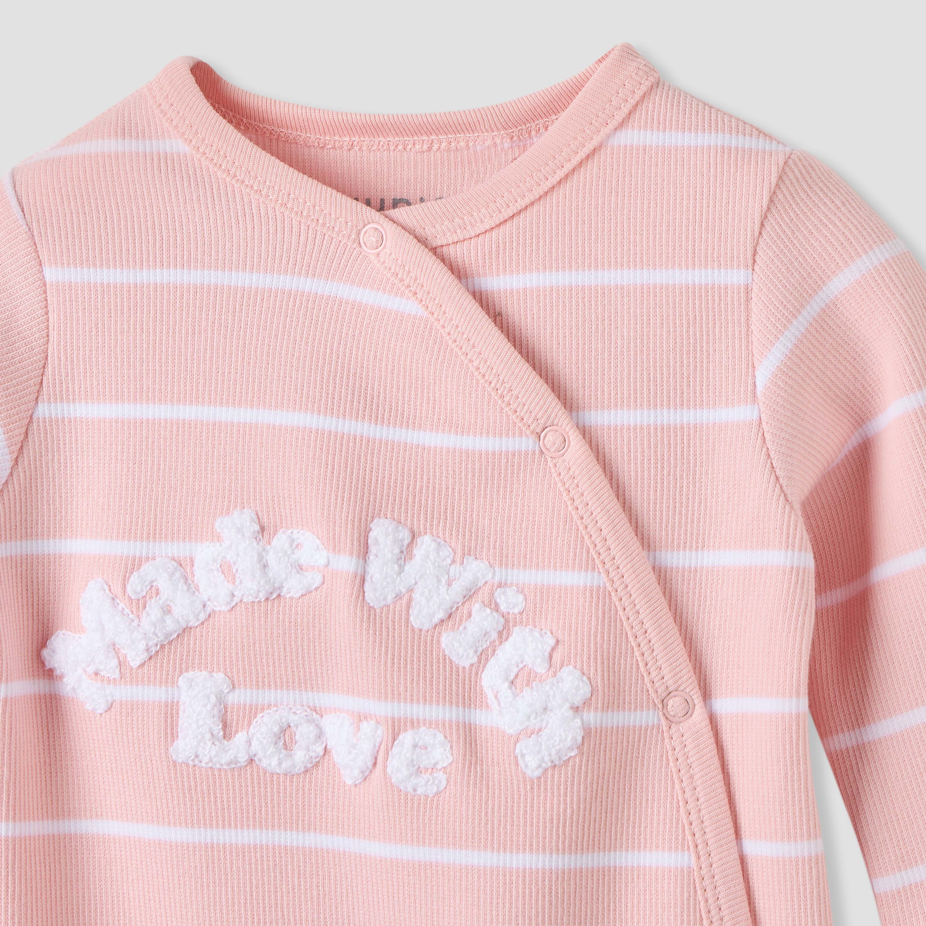 Juniors Striped Sleepsuit with Snap Button Closure-baby-girls-clothing-nightwear-sleepsuits-image-3