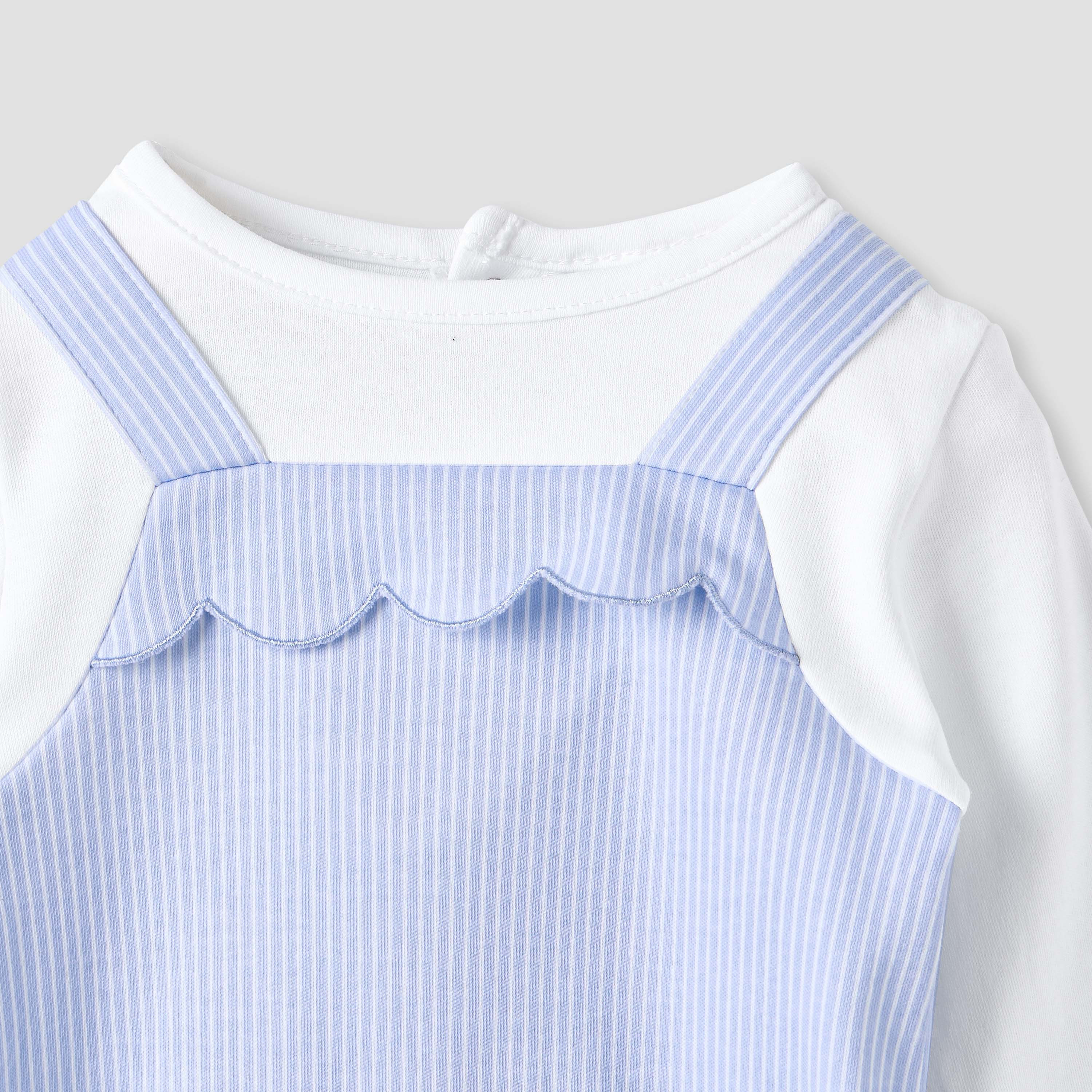 Juniors Striped Sleepsuit with Frill and Bow Detail-baby-girls-clothing-nightwear-sleepsuits-image-3
