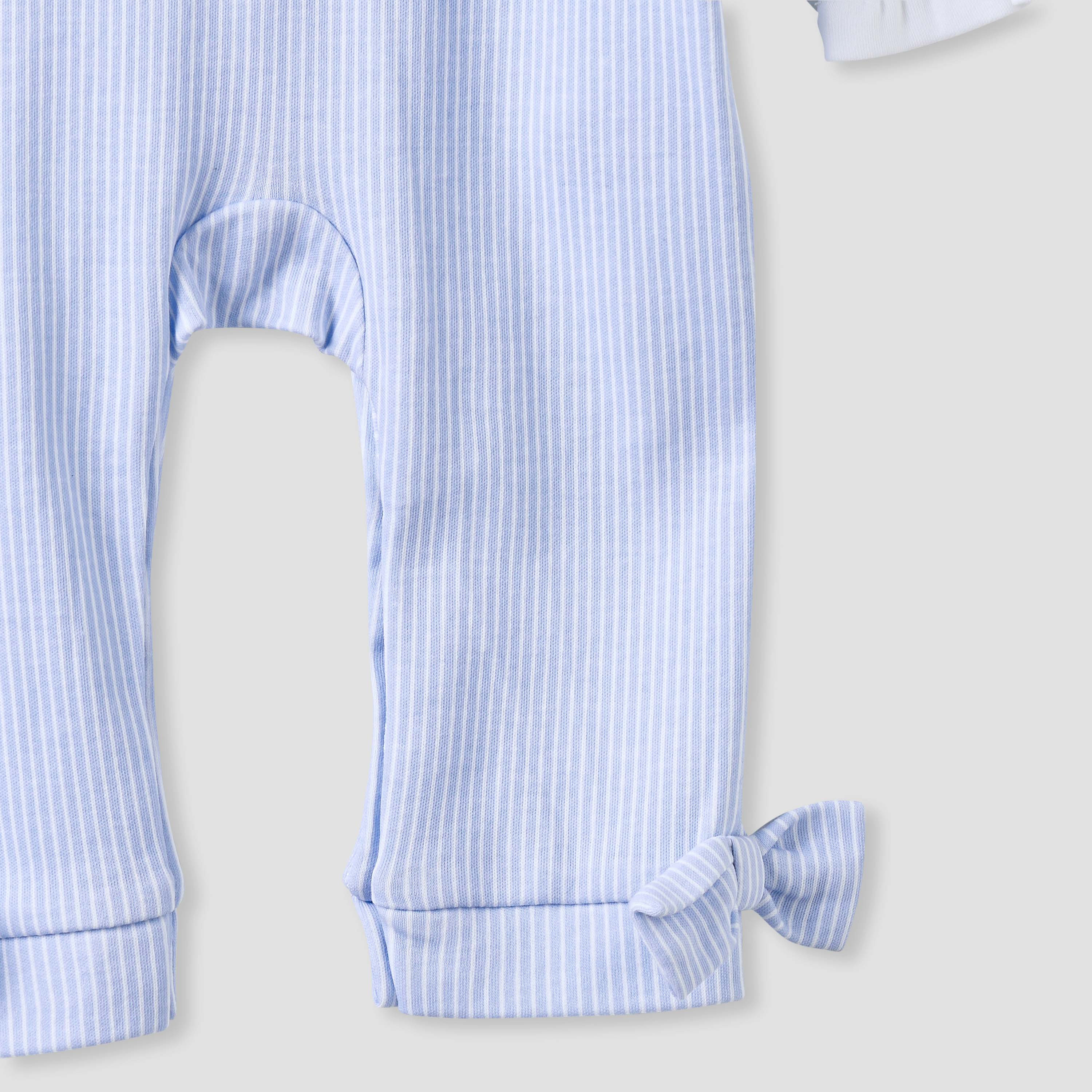 Juniors Striped Sleepsuit with Frill and Bow Detail-baby-girls-clothing-nightwear-sleepsuits-image-4