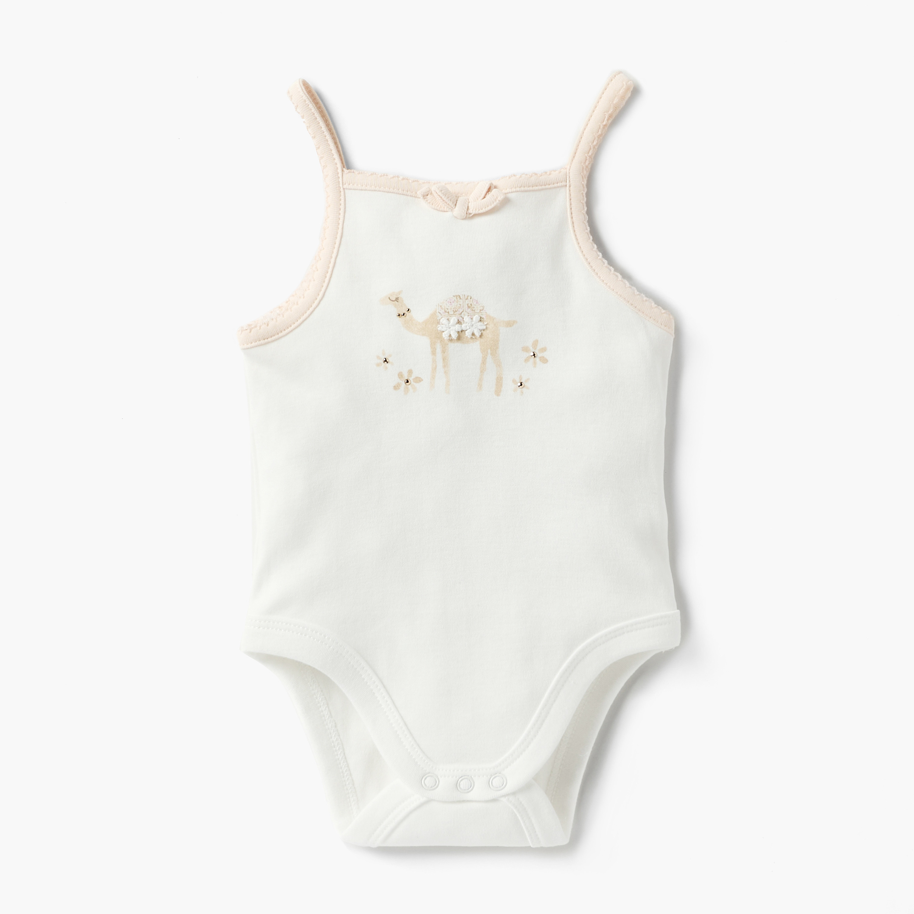 Juniors Printed Sleeveless Bodysuit with Snap Button Closure - Set of 2-baby-girls-clothing-bodysuits-image-3