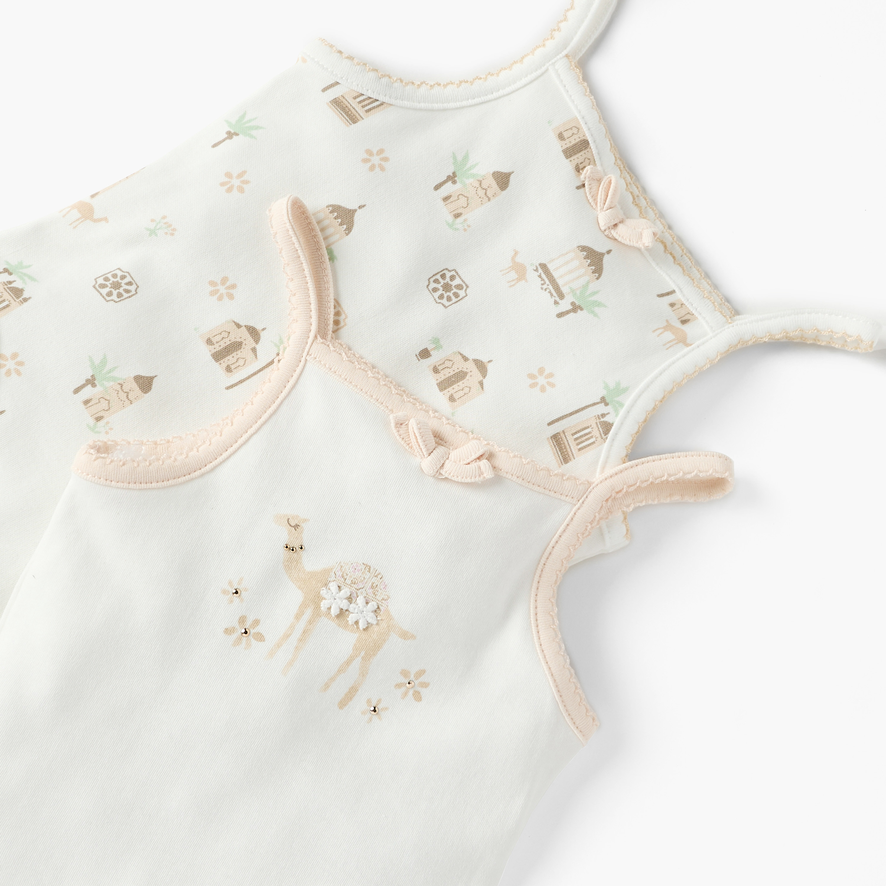 Juniors Printed Sleeveless Bodysuit with Snap Button Closure - Set of 2-baby-girls-clothing-bodysuits-image-4