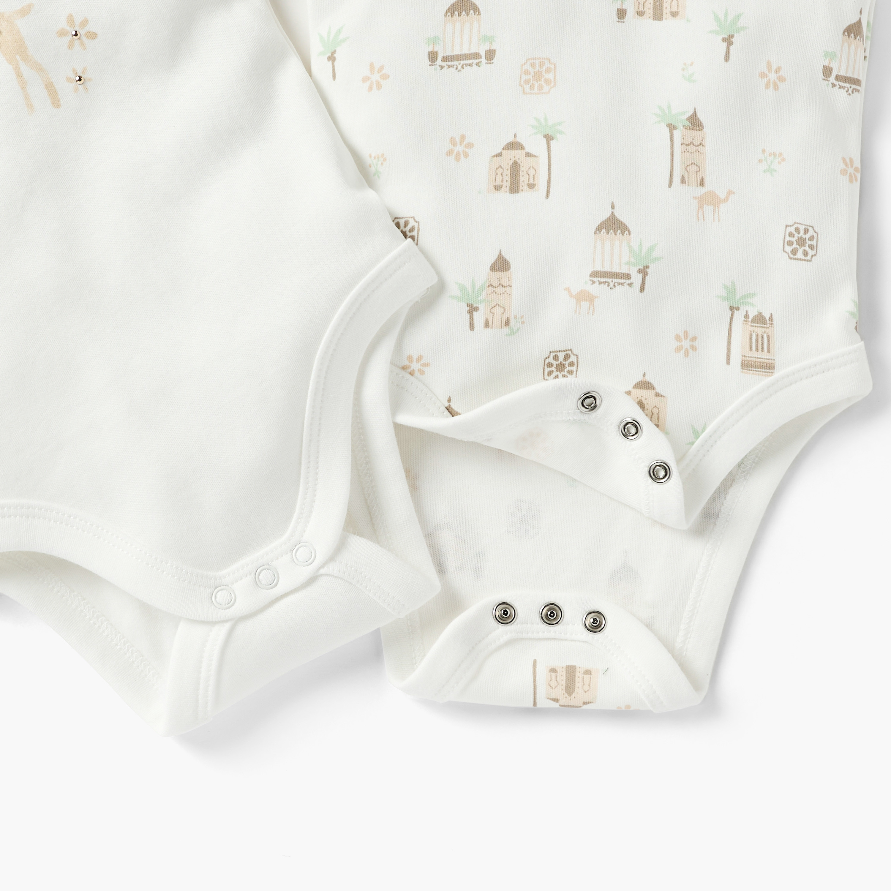 Juniors Printed Sleeveless Bodysuit with Snap Button Closure - Set of 2-baby-girls-clothing-bodysuits-image-5