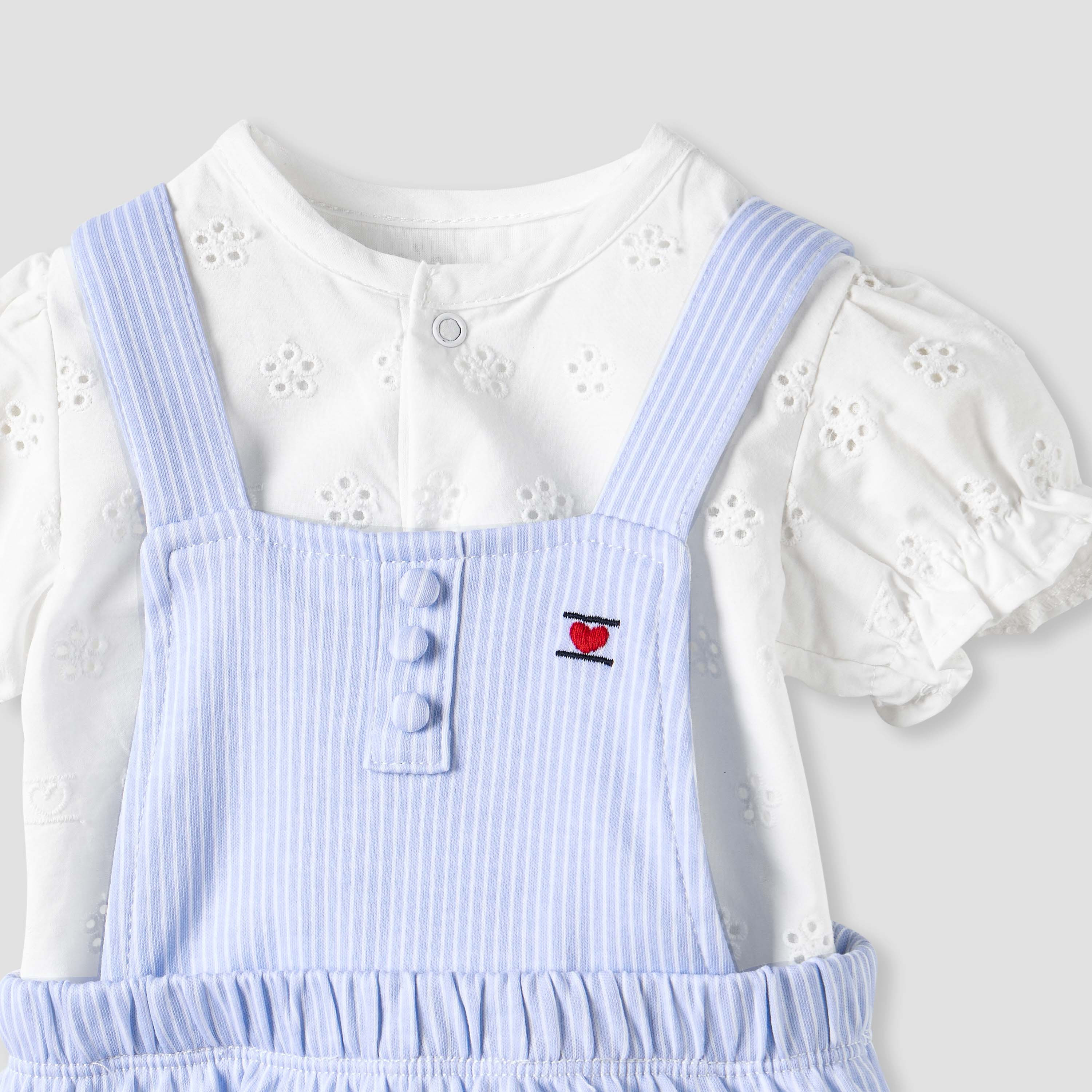 طقم دونغري وبلوزة شيفلي بارزة الملمس من جونيورز-baby-girls-clothing-rompers-image-3