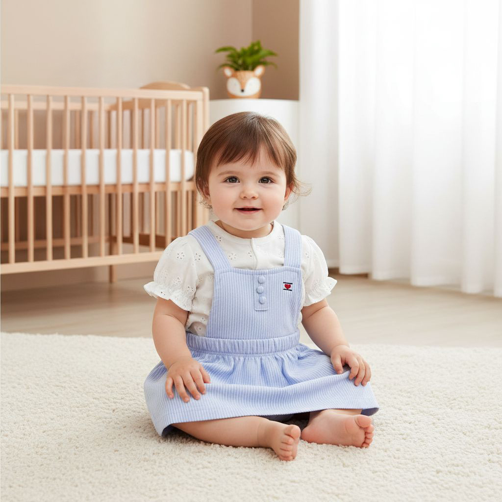 طقم دونغري وبلوزة شيفلي بارزة الملمس من جونيورز-baby-girls-clothing-rompers-image-13