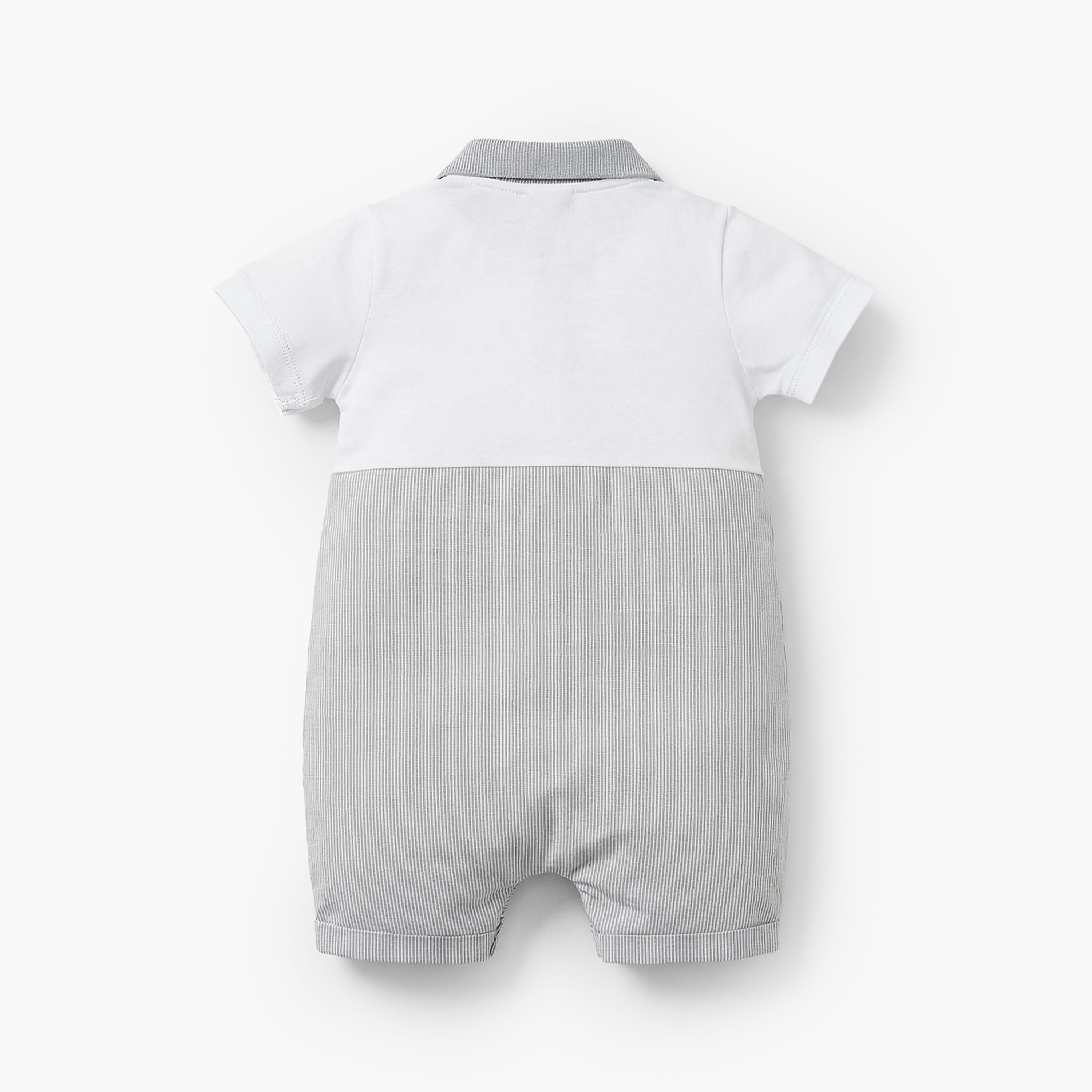 Giggles Collared Short Sleeves Romper with Embroidery Detail-baby-boys-clothing-rompers-image-3