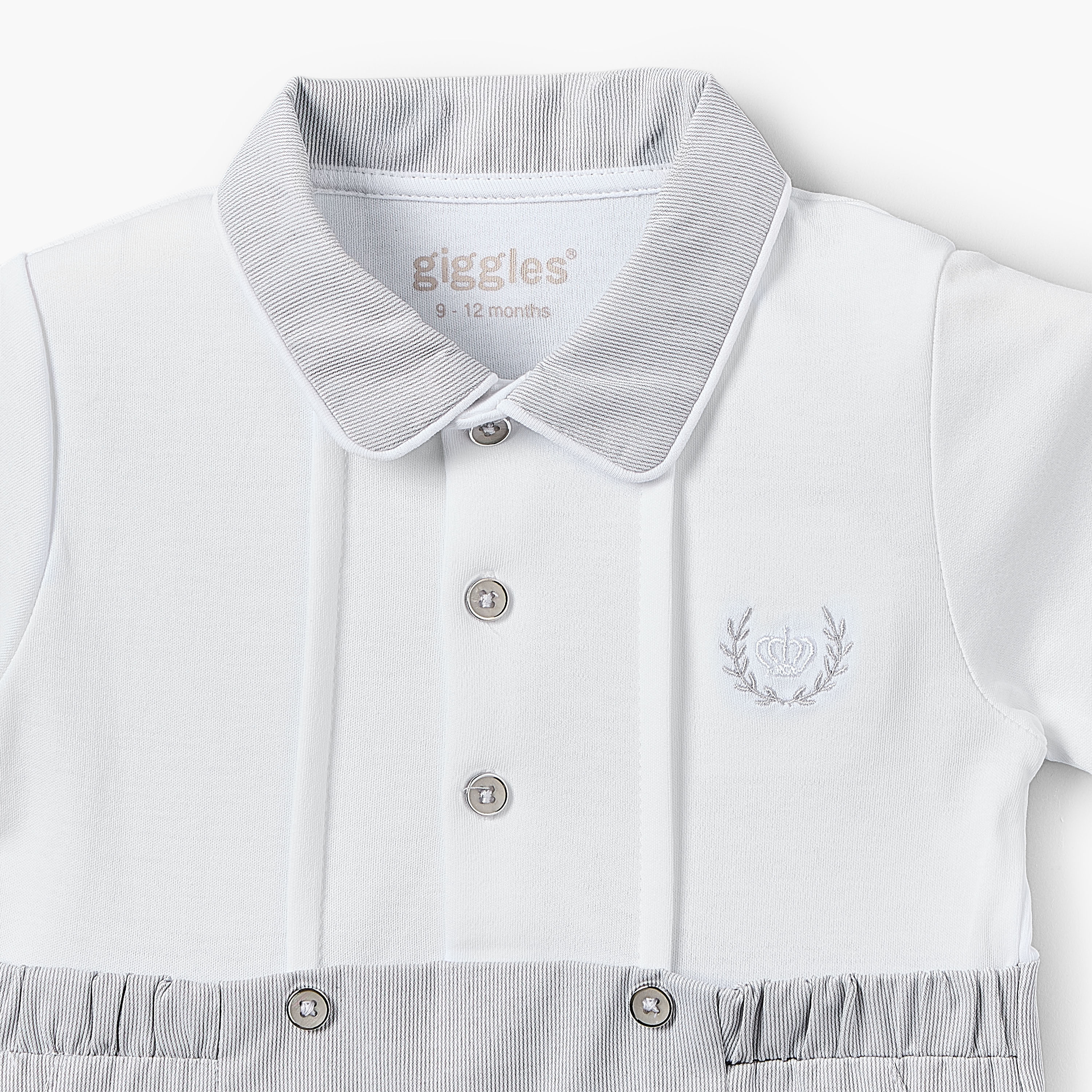 Giggles Collared Short Sleeves Romper with Embroidery Detail-baby-boys-clothing-rompers-image-4