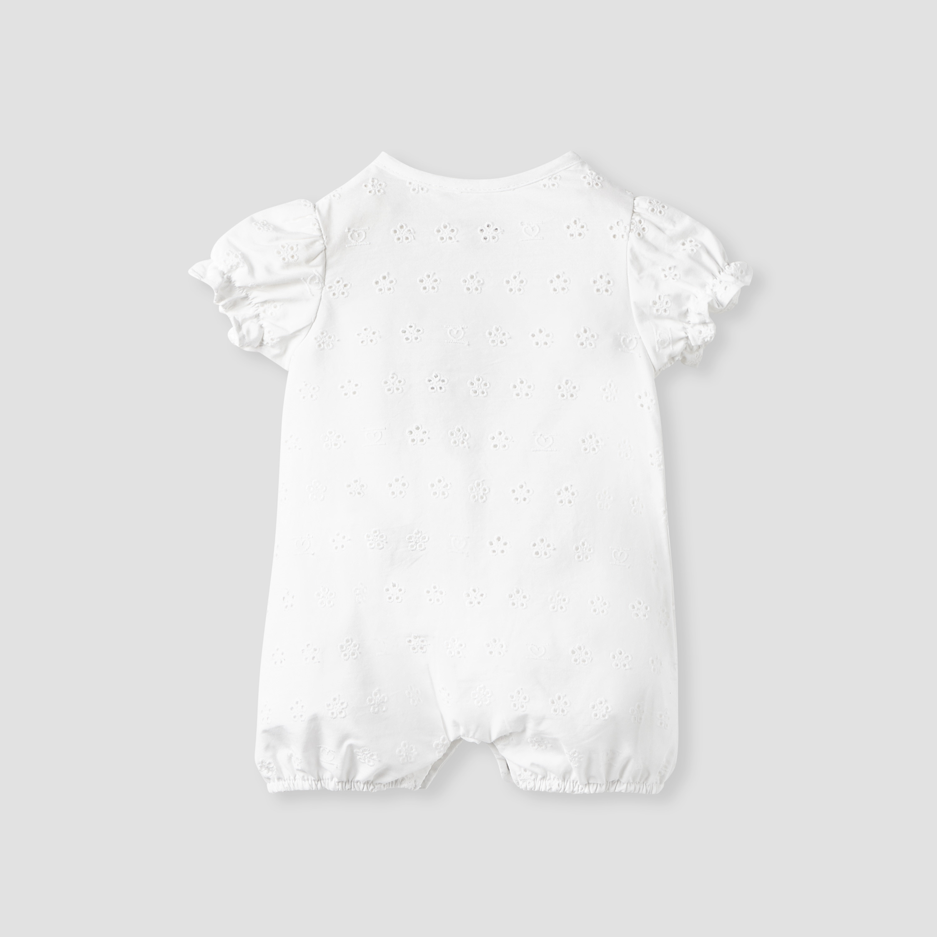 Juniors Schiffli Textured Romper with Puff Sleeves-baby-girls-clothing-rompers-image-2