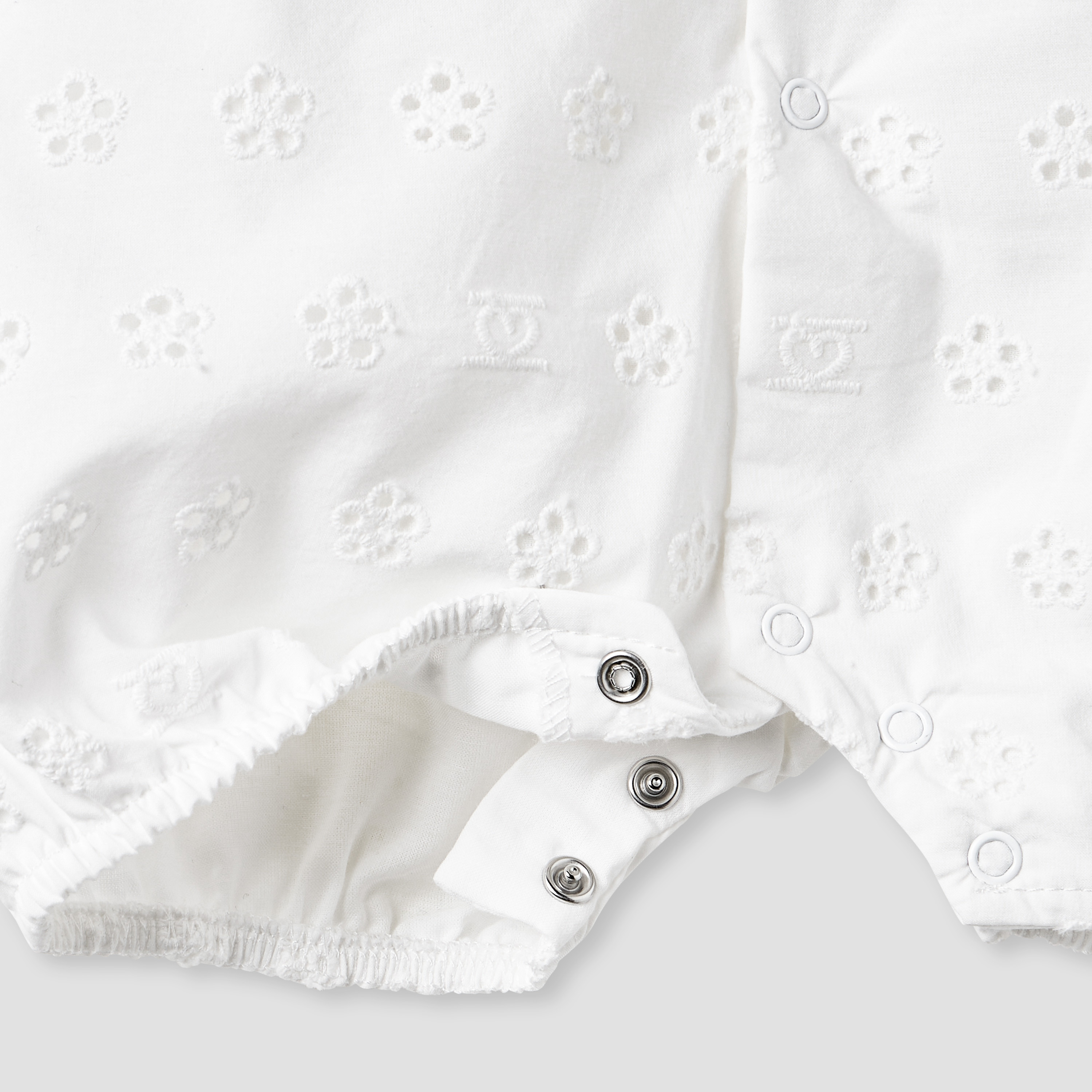 Juniors Schiffli Textured Romper with Puff Sleeves-baby-girls-clothing-rompers-image-5