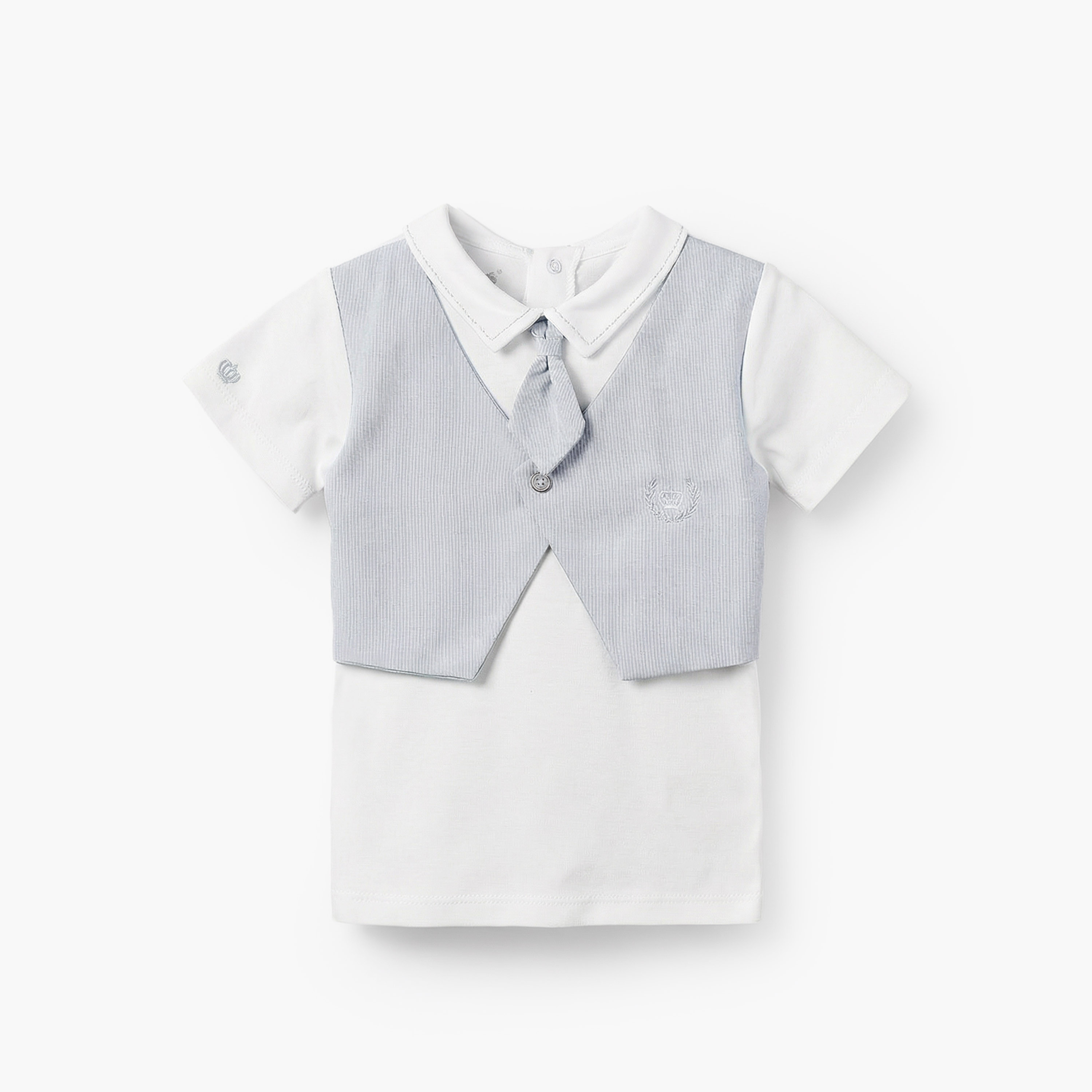 Giggles Cotton Collared Short Sleeves T-Shirt and Pants Set with Stripes-baby-boys-clothing-setsandcoords-image-3